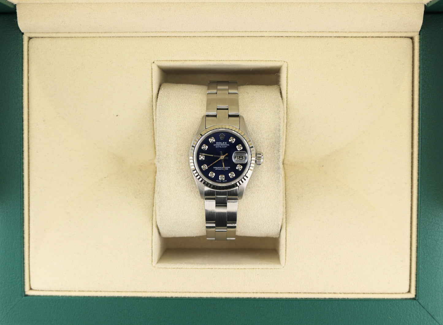 Rolex Ladies Datejust 6917 Blue Diamond Dial SS Oyster No Papers 26mm
