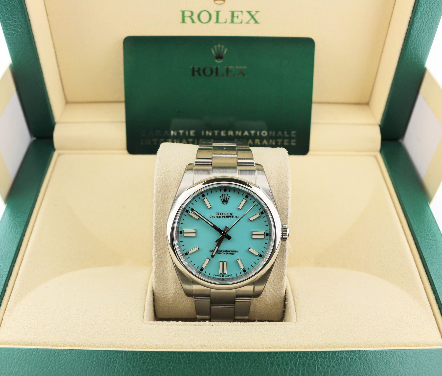 2021 Rolex Oyster Perpetual 124300 Tiffany Dial SS Oyster With Card 41mm