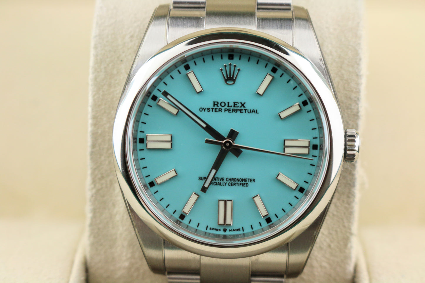 2021 Rolex Oyster Perpetual 124300 Tiffany Dial SS Oyster With Card 41mm