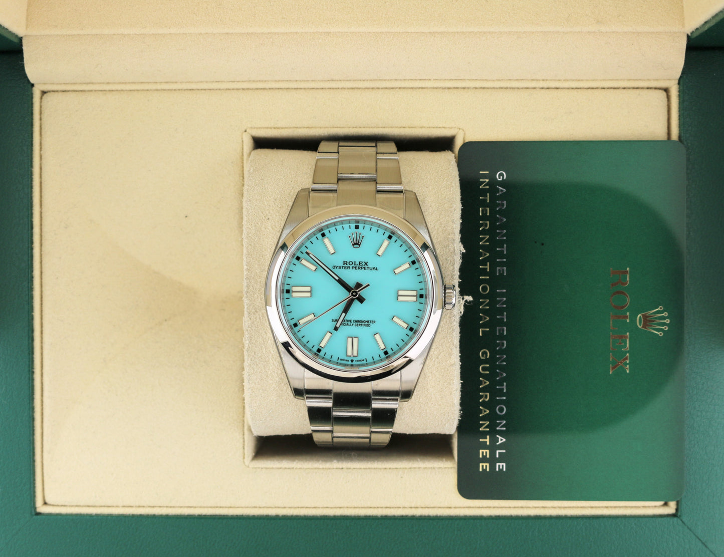 2021 Rolex Oyster Perpetual 124300 Tiffany Dial SS Oyster With Card 41mm