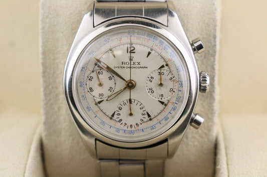 1963 Rolex Chronograph Pre-Daytona 6034 Silver Dial Oyster Rivet C+I No Papers