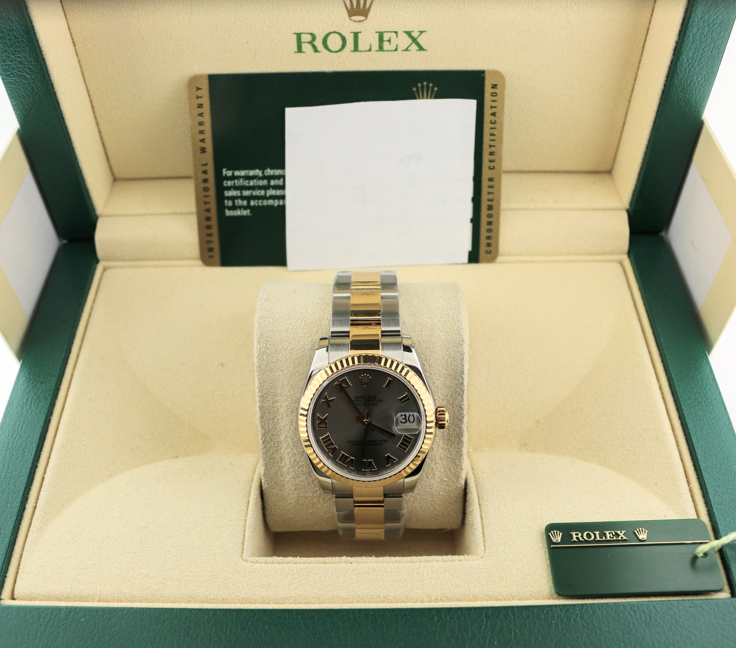 2014 Rolex Datejust 178273 Steel Roman Dial TT 18kt Oyster With Papers 31mm