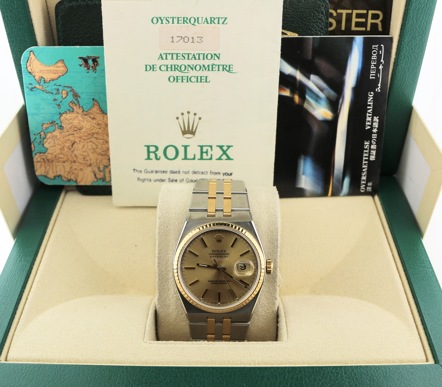 1994 Rolex Datejust 17013 Champagne Dial TT OysterQuartz W/ Papers + Books 36mm