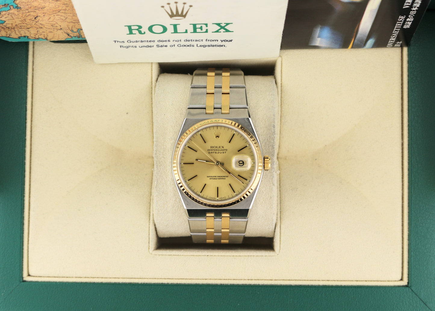 1994 Rolex Datejust 17013 Champagne Dial TT OysterQuartz W/ Papers + Books 36mm