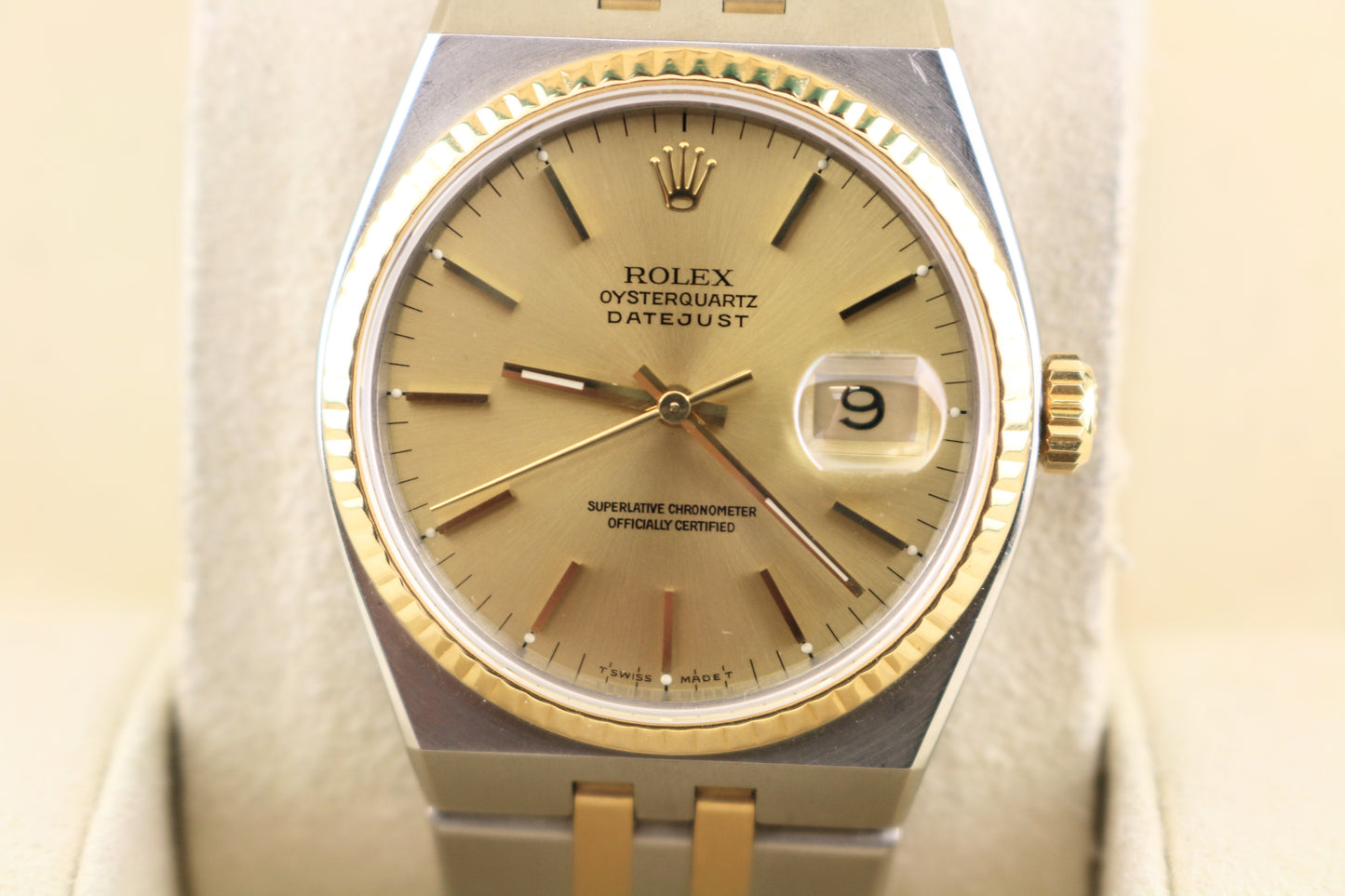 1994 Rolex Datejust 17013 Champagne Dial TT OysterQuartz W/ Papers + Books 36mm