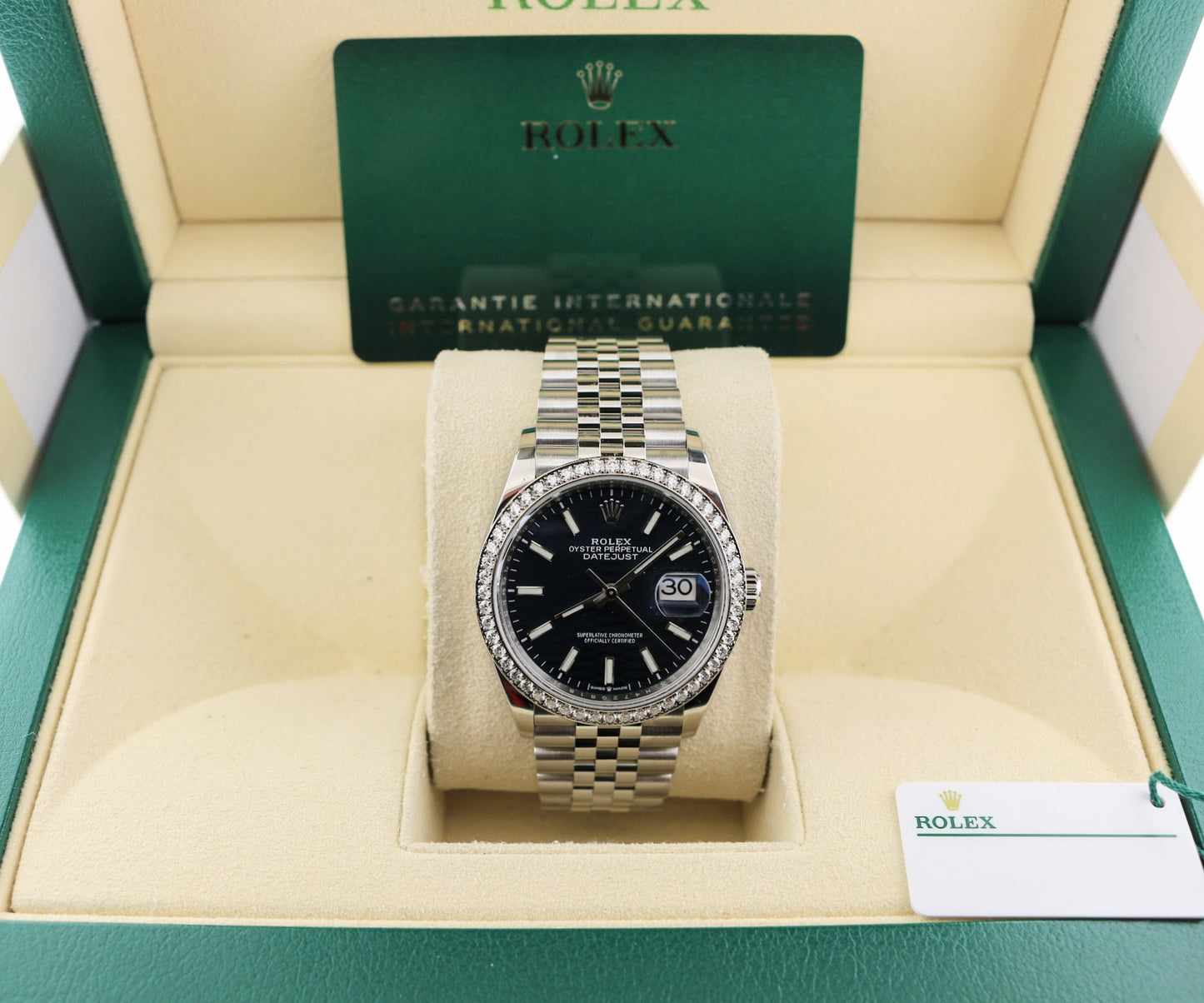 2022 Rolex Datejust 126284rbr Blue Motif Dial Diamond Bezel Jubilee W Paper 36mm