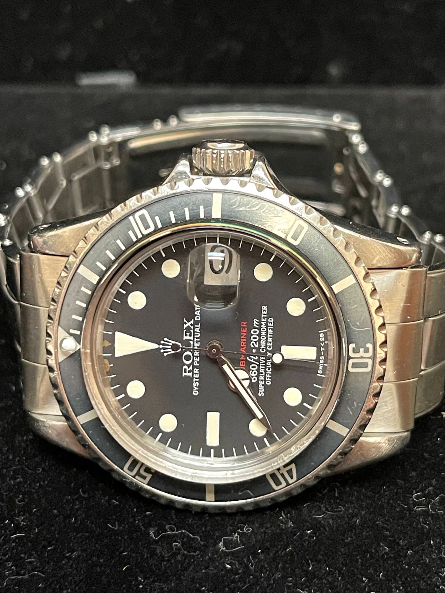 1974 Rolex Red Submariner 1680 Black Dial SS C+I Rivet Bracelet No Papers 40mm
