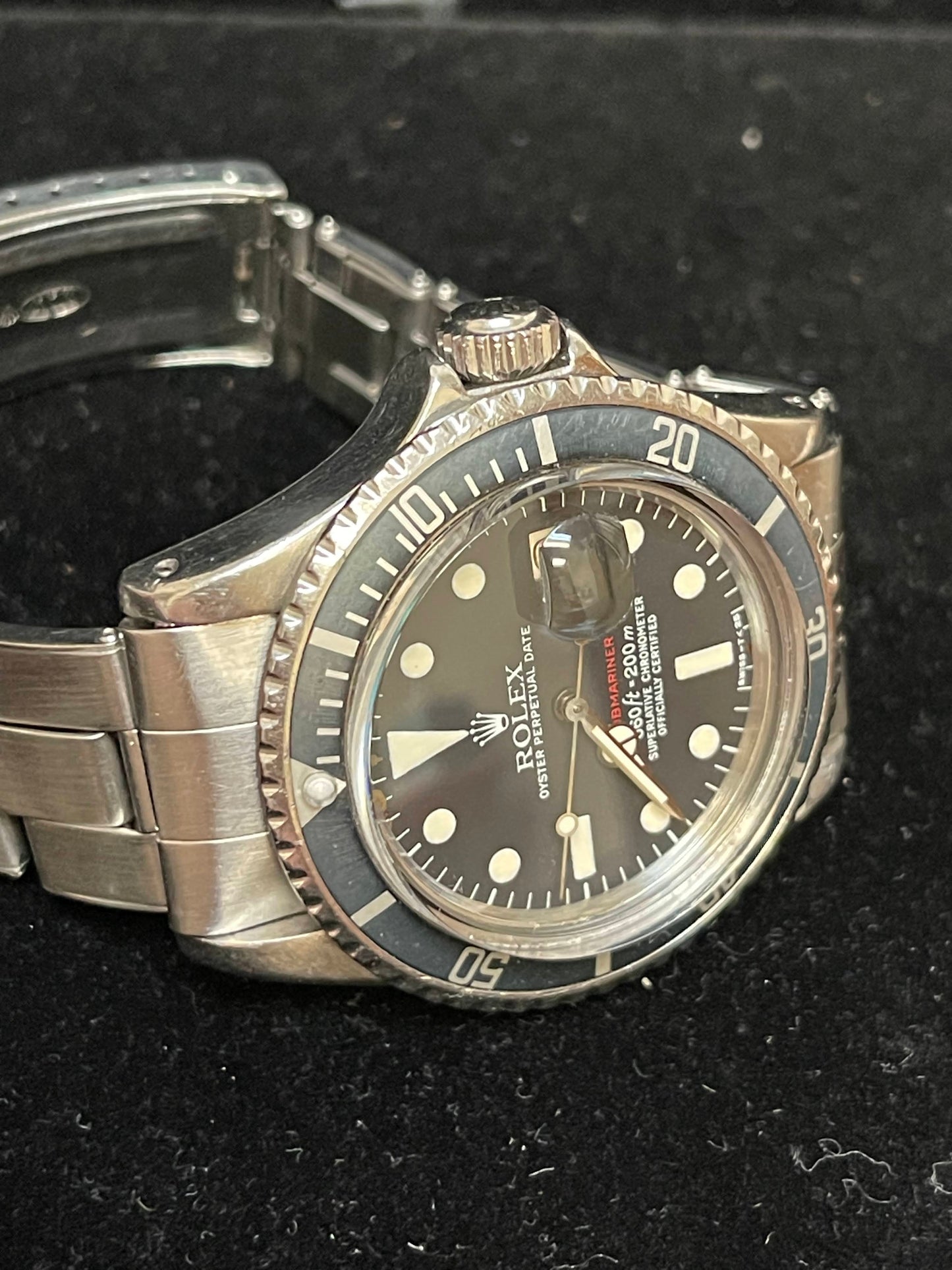 1974 Rolex Red Submariner 1680 Black Dial SS C+I Rivet Bracelet No Papers 40mm
