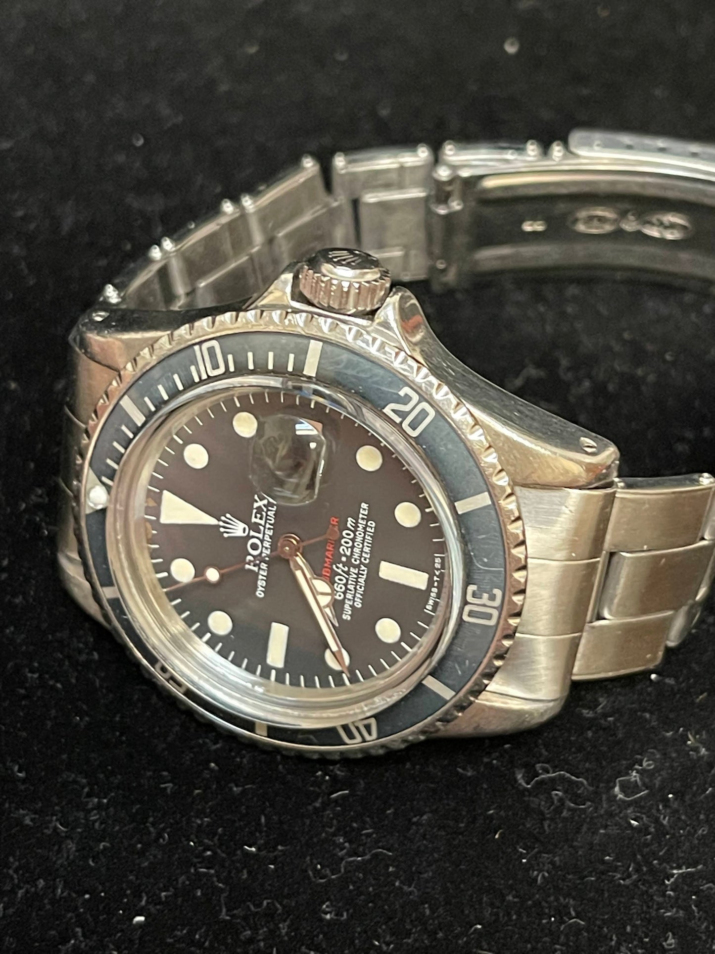 1974 Rolex Red Submariner 1680 Black Dial SS C+I Rivet Bracelet No Papers 40mm
