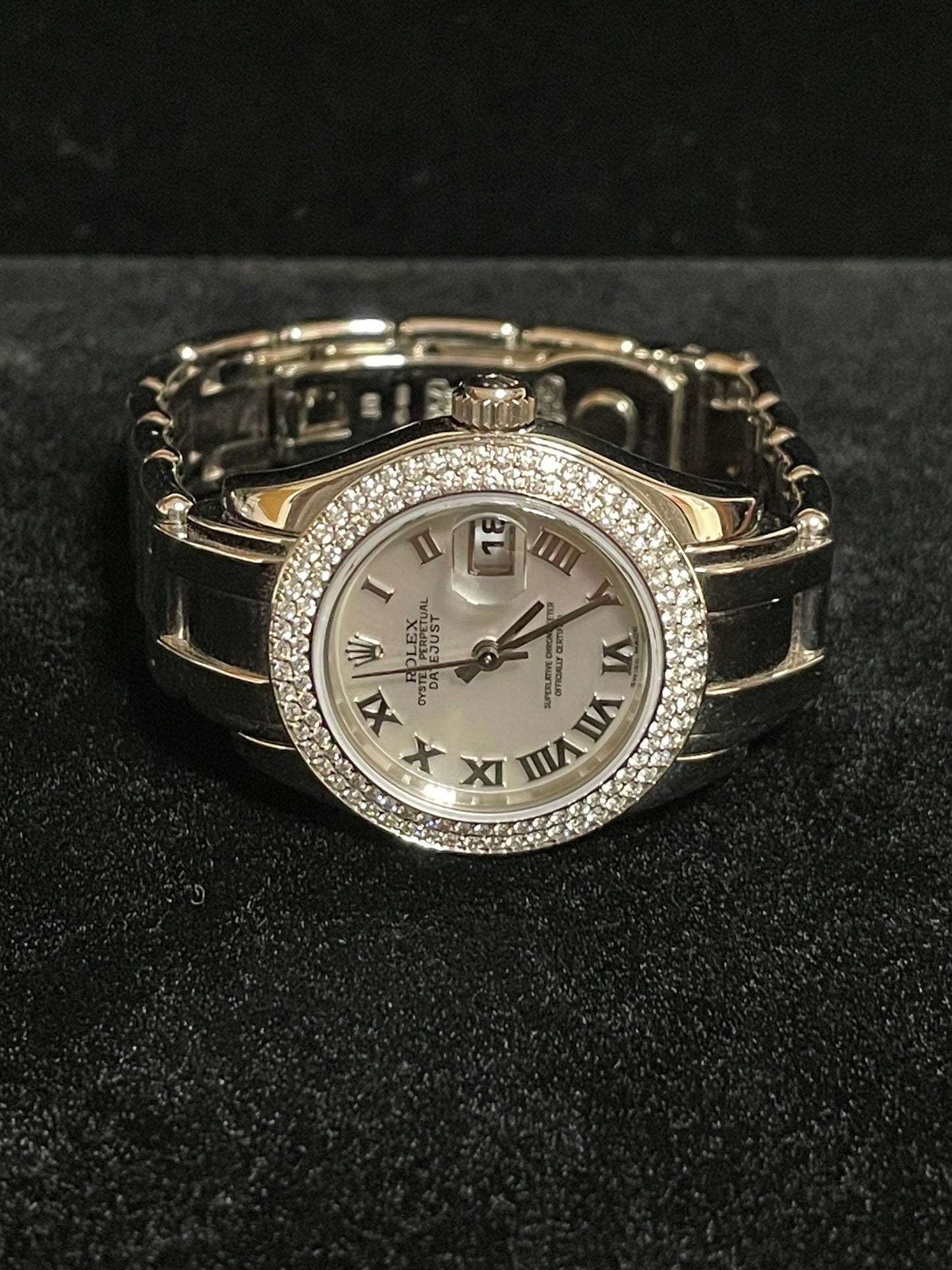 Rolex Datejust 80339 MOP Dial 2 Row Diam Bezel PearlMaster WG 18kt RSC 2022 29mm