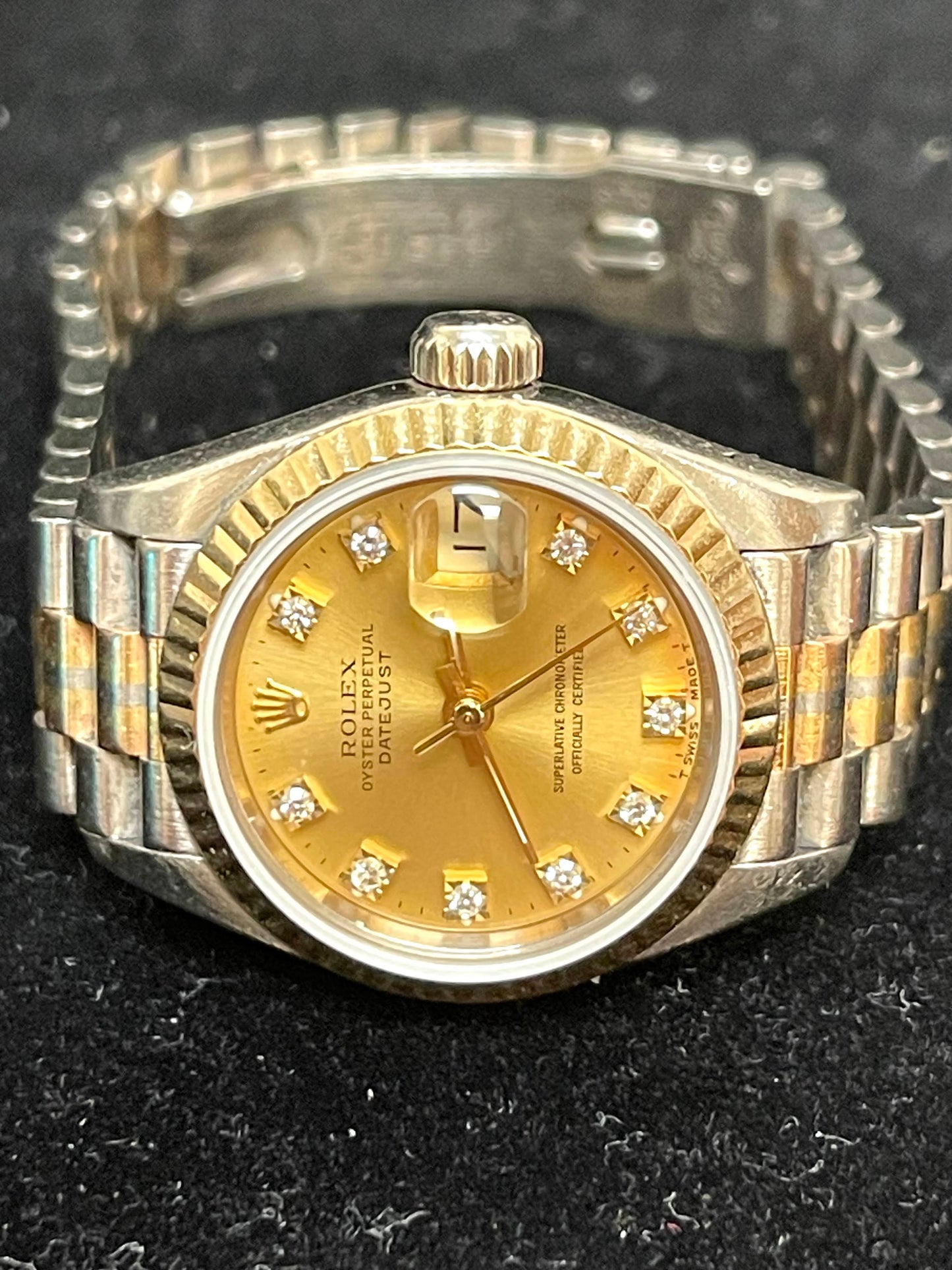 1991 Rolex Datejust 69179B Champagne Diamond Dial Tridor President No Paper 26mm