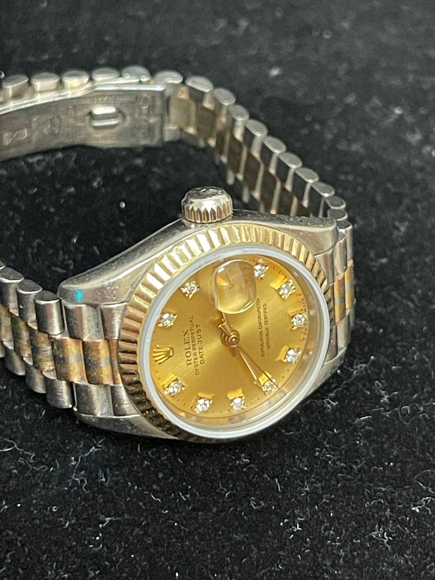 1991 Rolex Datejust 69179B Champagne Diamond Dial Tridor President No Paper 26mm