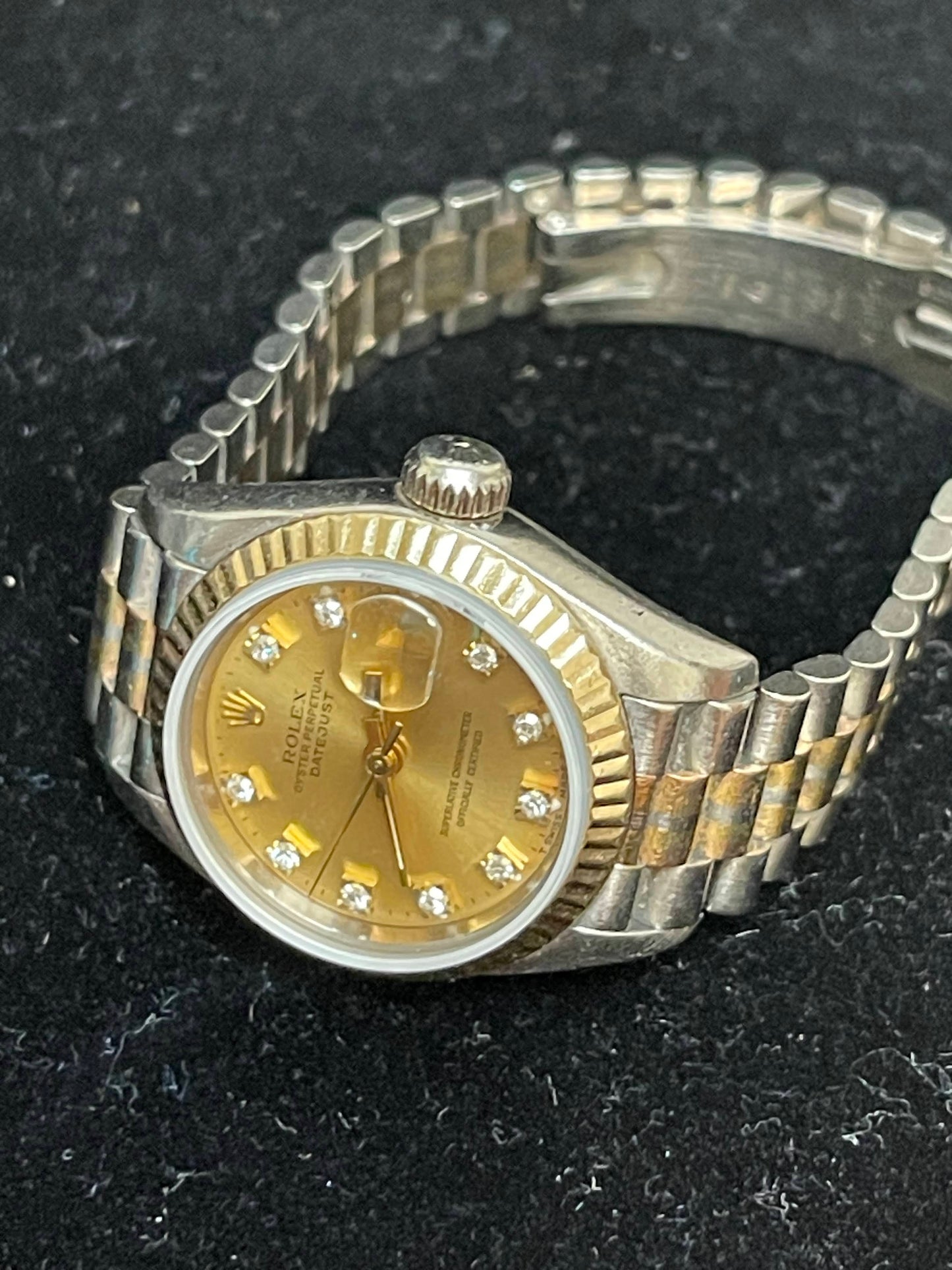 1991 Rolex Datejust 69179B Champagne Diamond Dial Tridor President No Paper 26mm
