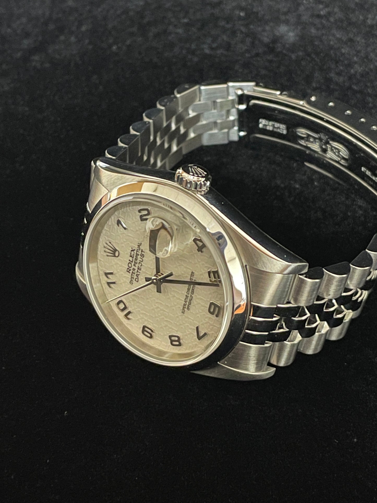 2005 Rolex Datejust 16200 Ivory White Jubilee Arabic SS Jubilee W/ Papers 36mm