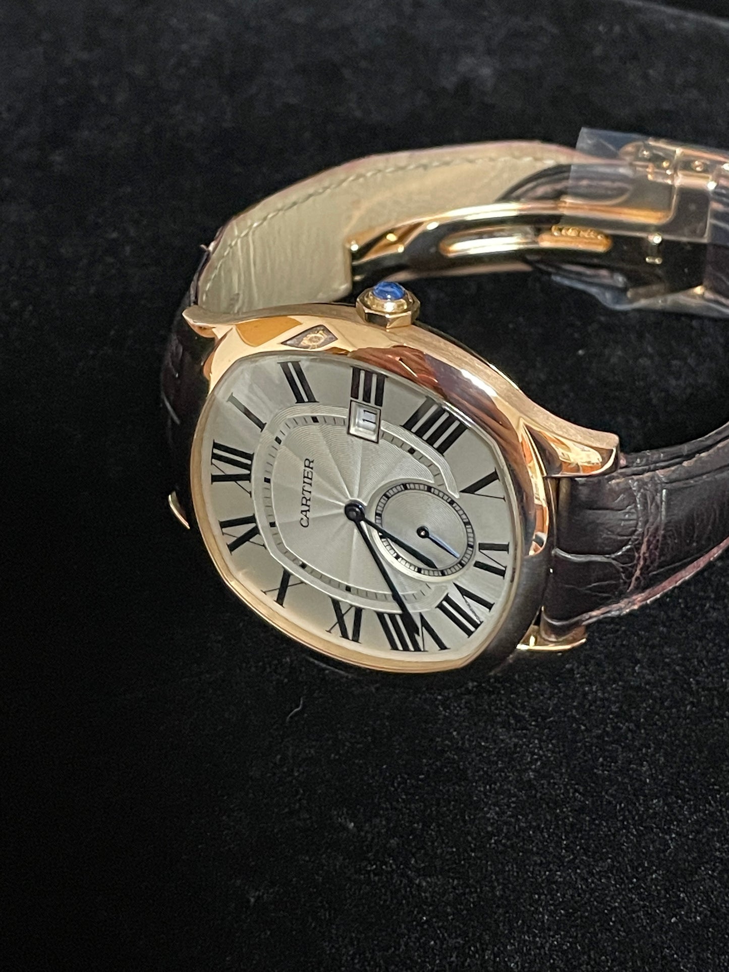 Cartier Drive 3651 White Roman Dial 18kt Rose Gold WGNM0003 Leather Strap 42mm