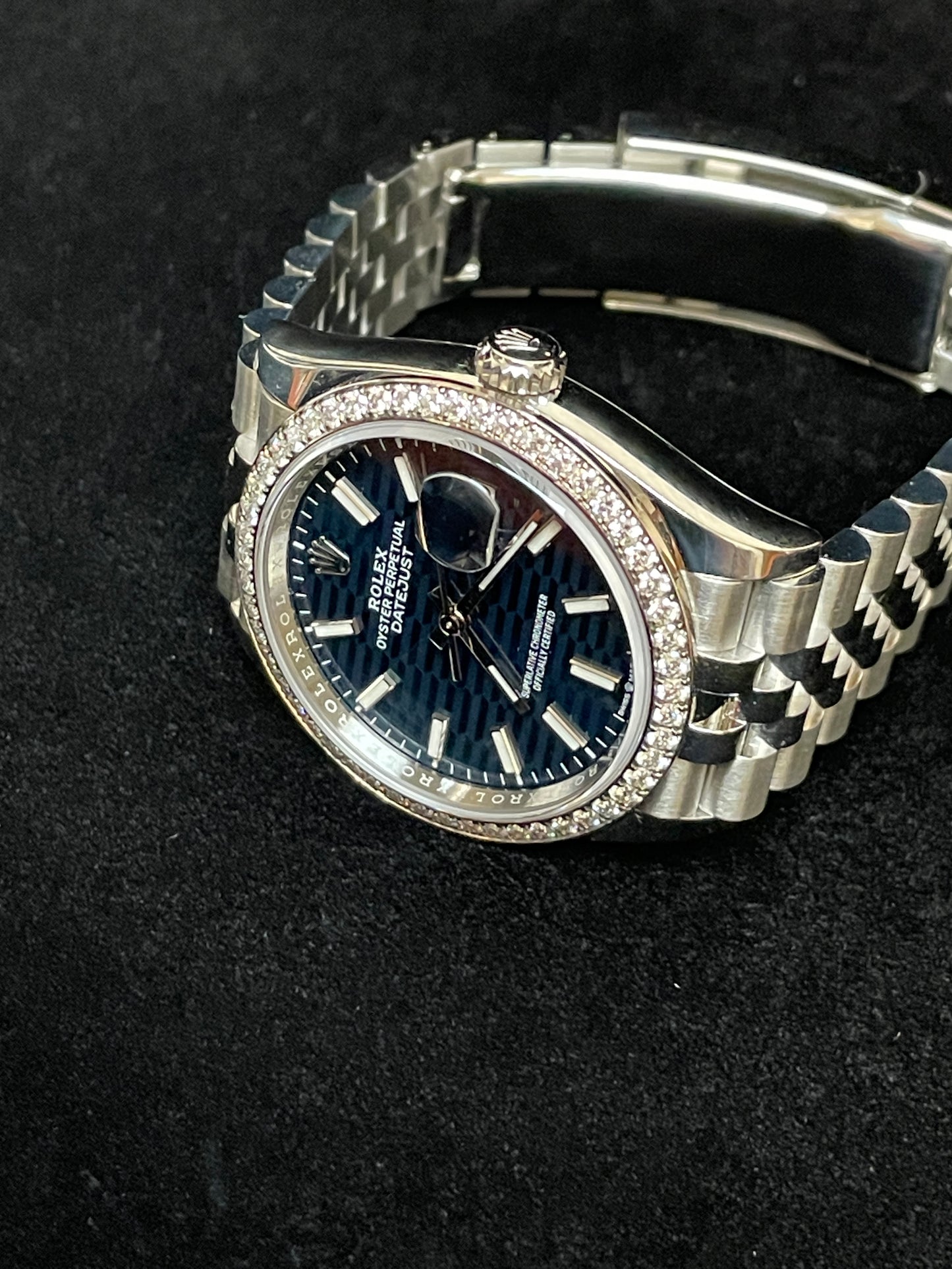 2022 Rolex Datejust 126284rbr Blue Motif Dial Diamond Bezel Jubilee W Paper 36mm