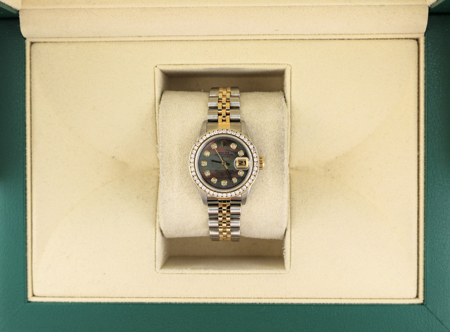 Rolex Ladies Datejust 69173 Tahitian MOP Diamond Dial + Bezel TT Jubilee 26mm