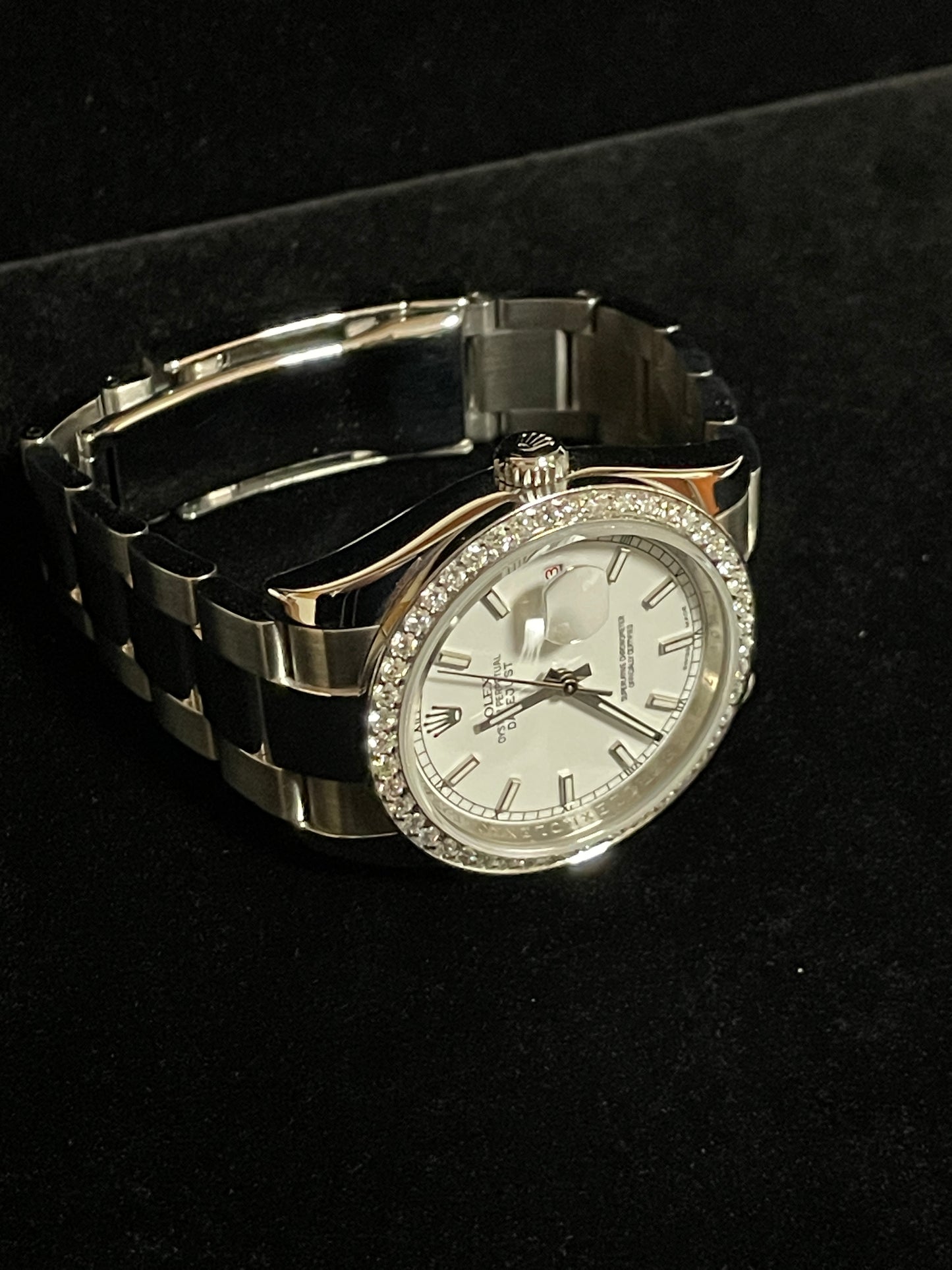 2009 Rolex Datejust 116200 White Dial Diamond Bezel Roulette SS Oyster 36mm