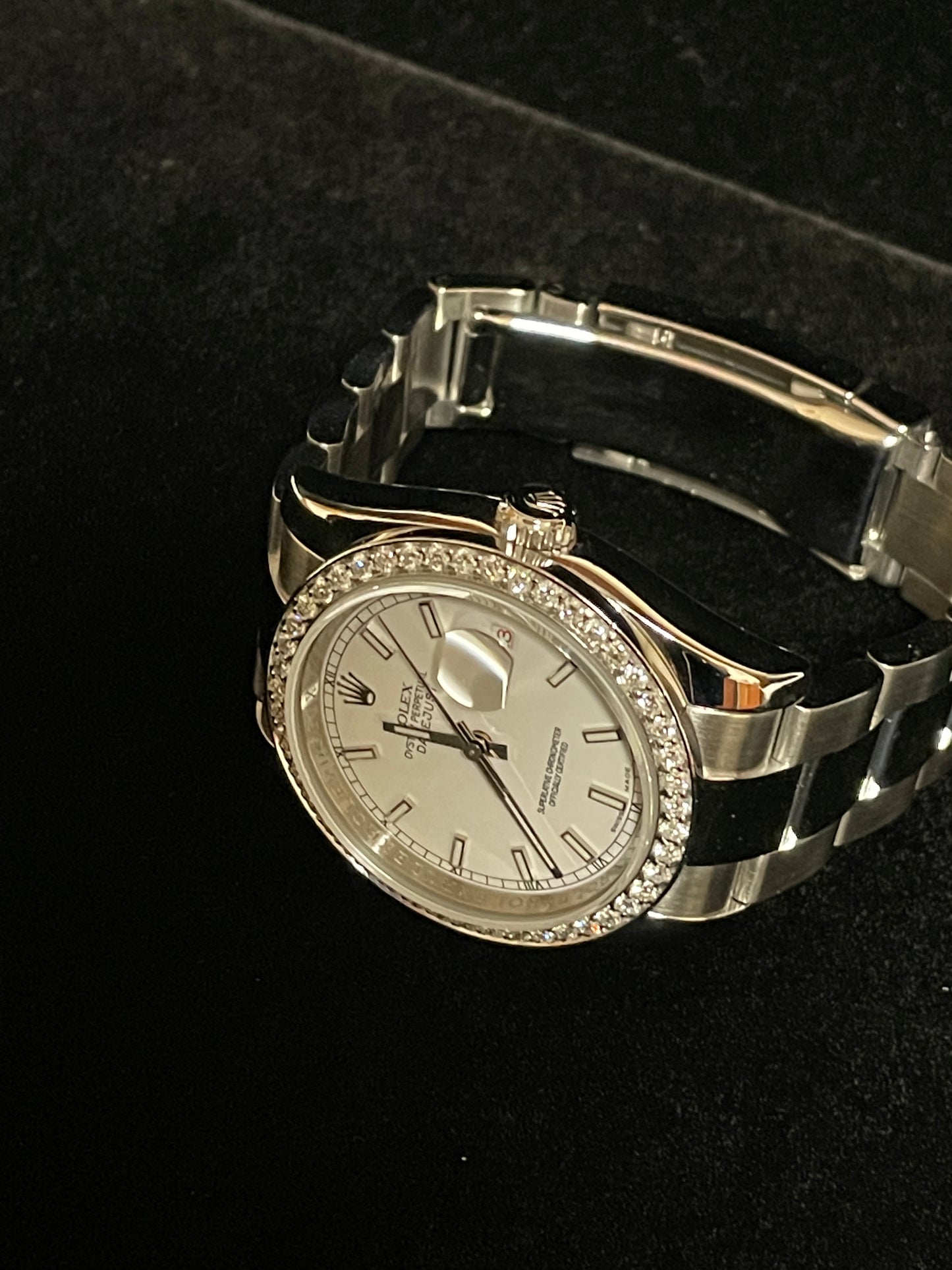 2009 Rolex Datejust 116200 White Dial Diamond Bezel Roulette SS Oyster 36mm