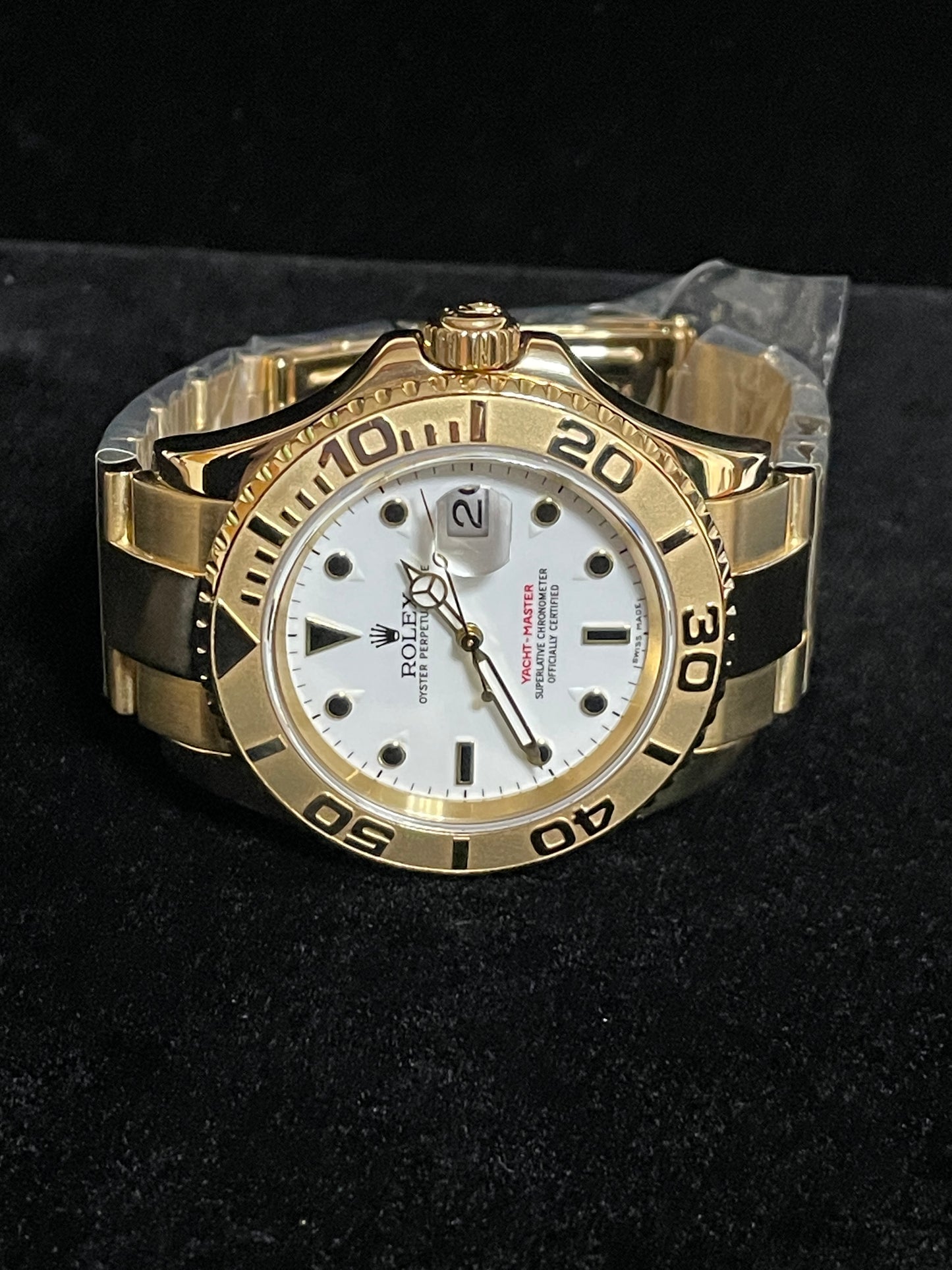2002 Rolex Yacht-Master 16628 White Dial 18kt YG Oyster No Papers 40mm