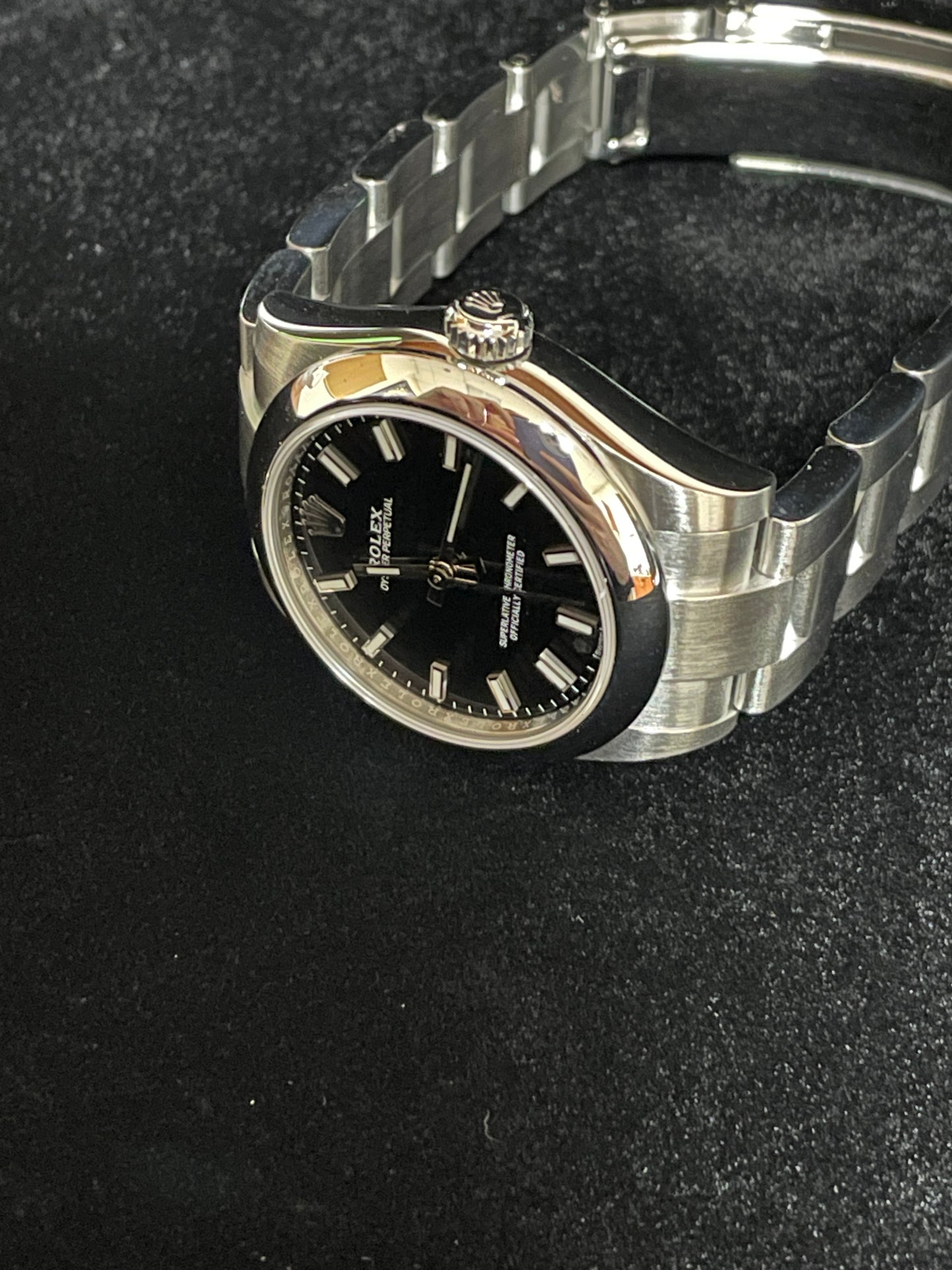 2019 Rolex Oyster Perpetual Midsize 177200 Black Dial SS Oyster With Papers 31mm