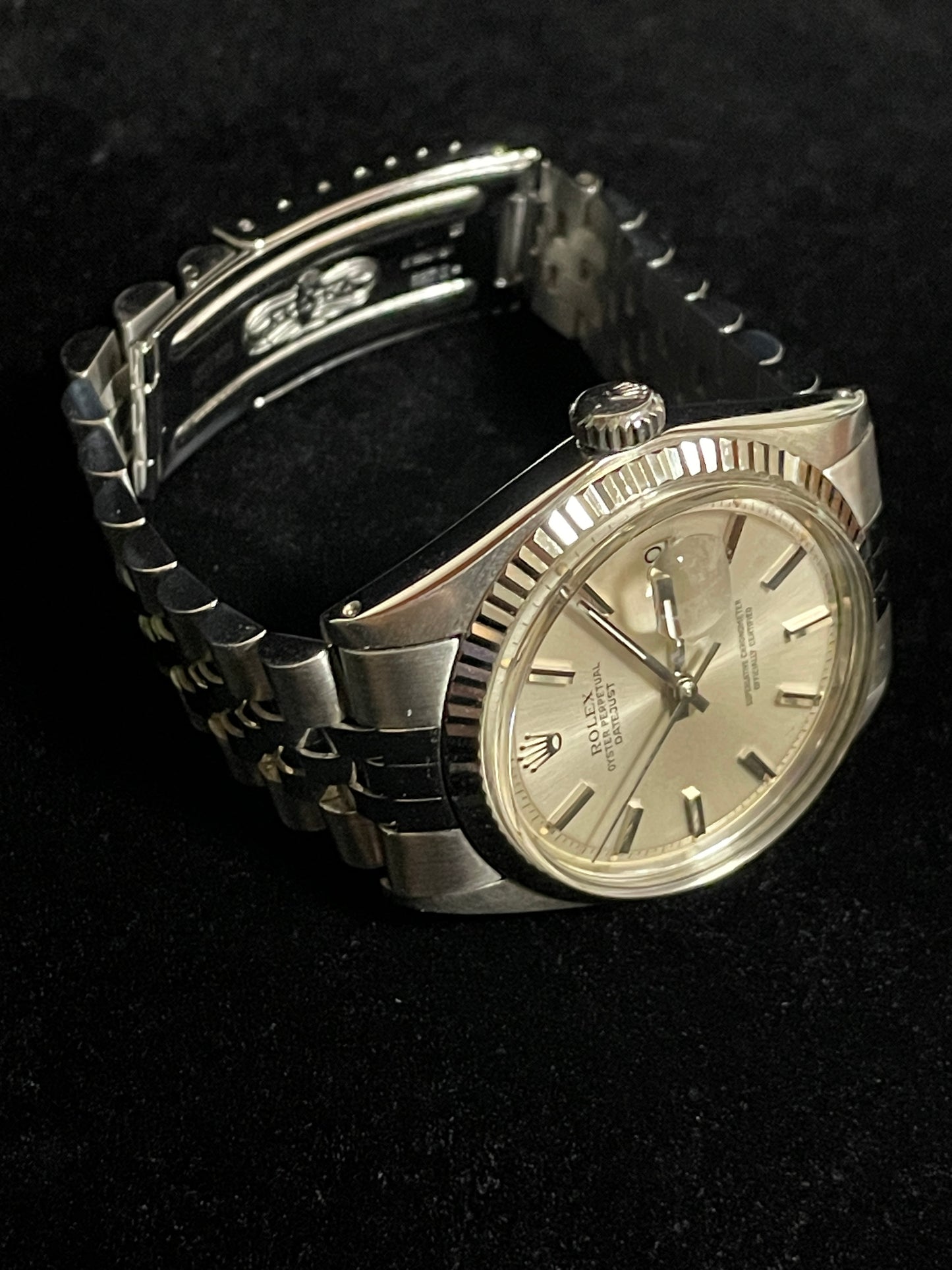1975 Rolex Datejust 1601 Silver Dial SS Jubilee 18kt Fluted Bezel No Papers 36mm