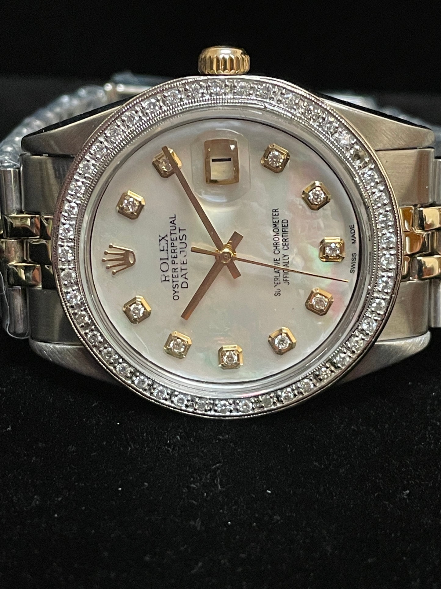 1969 Rolex Datejust 1625 MOP Diamond Dial TT Jubilee No Papers 36mm