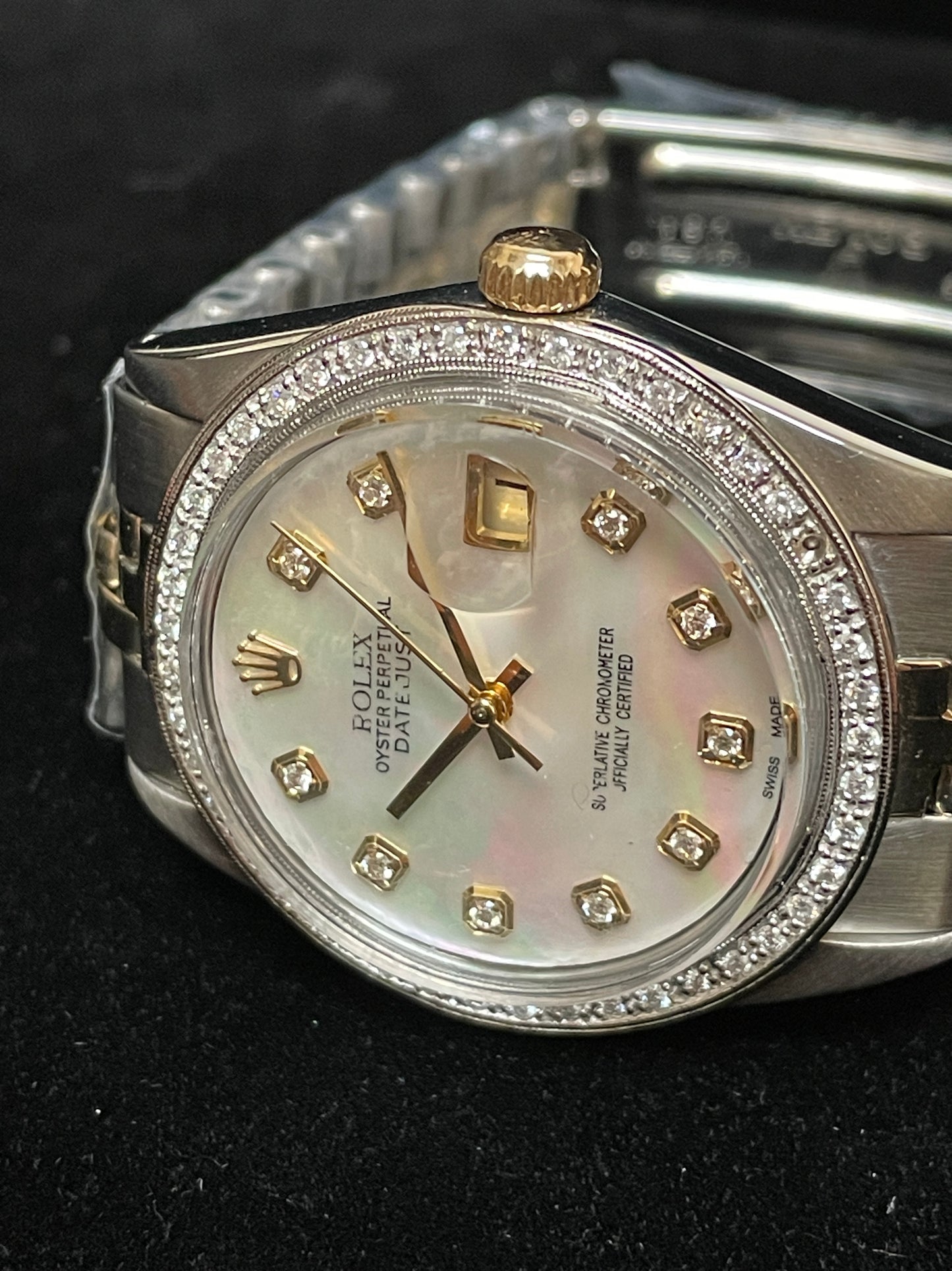 1969 Rolex Datejust 1625 MOP Diamond Dial TT Jubilee No Papers 36mm