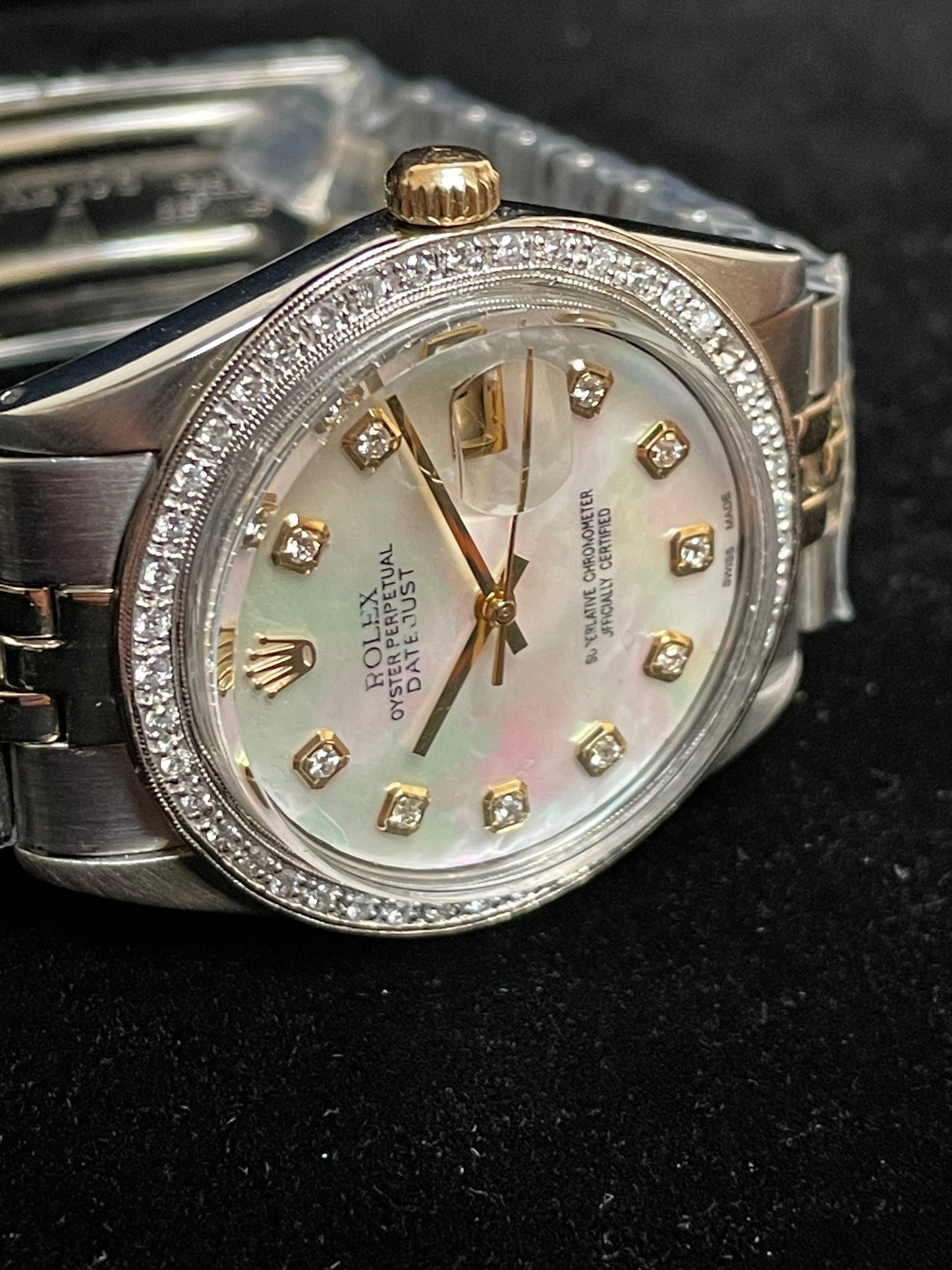 1969 Rolex Datejust 1625 MOP Diamond Dial TT Jubilee No Papers 36mm
