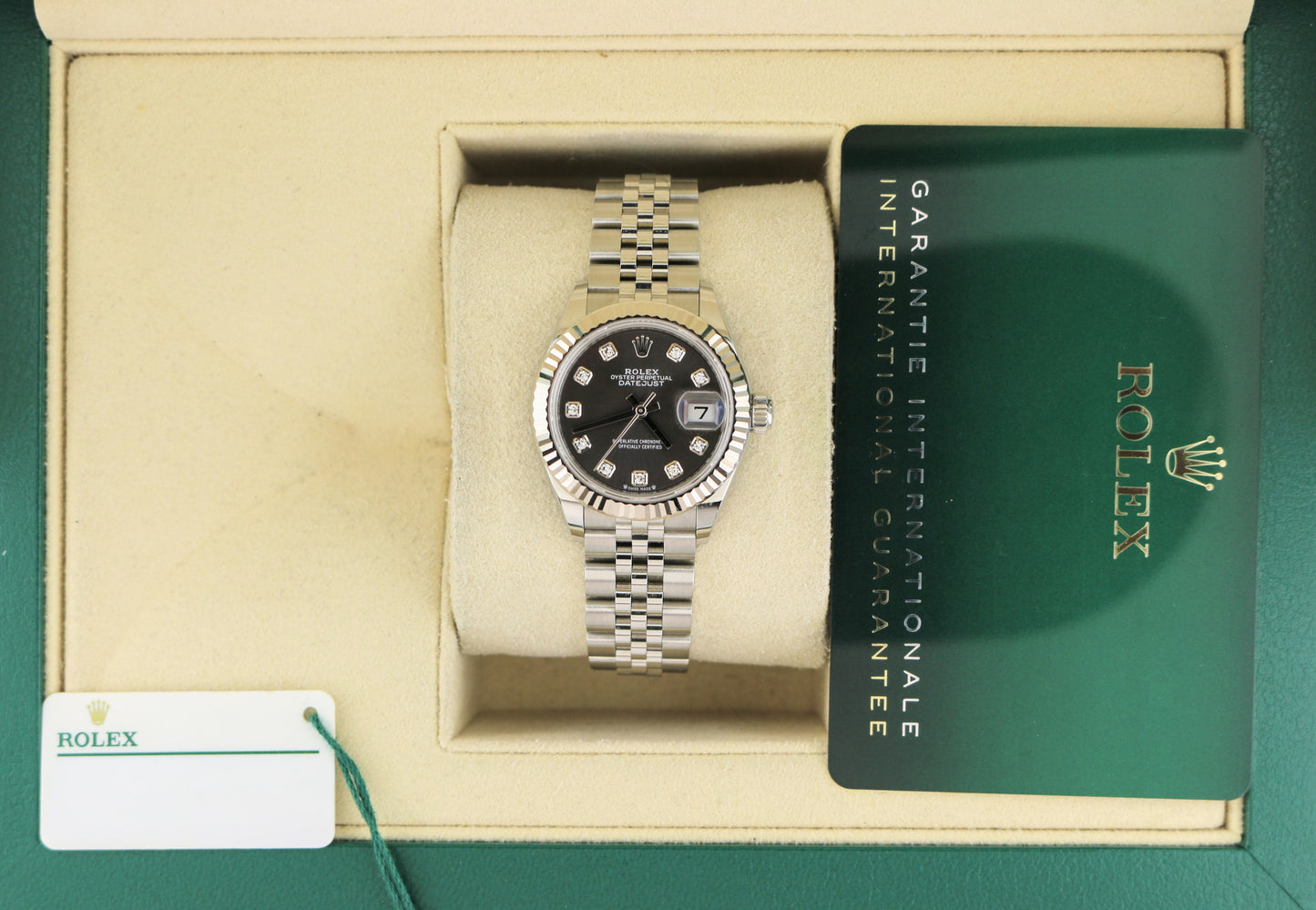 OHA 2024 Rolex Ladies Datejust 279174 Rhodium Diamond Dial SS Jubilee W Papers 28mm