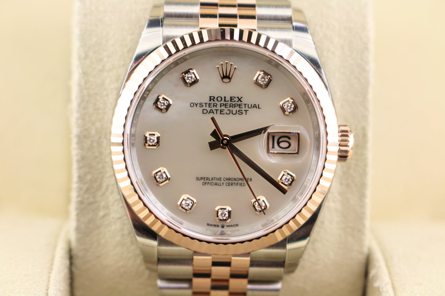 Unworn 2025 Rolex Datejust 126231 White MOP Diamond TT Jubilee Rose W Paper 36mm