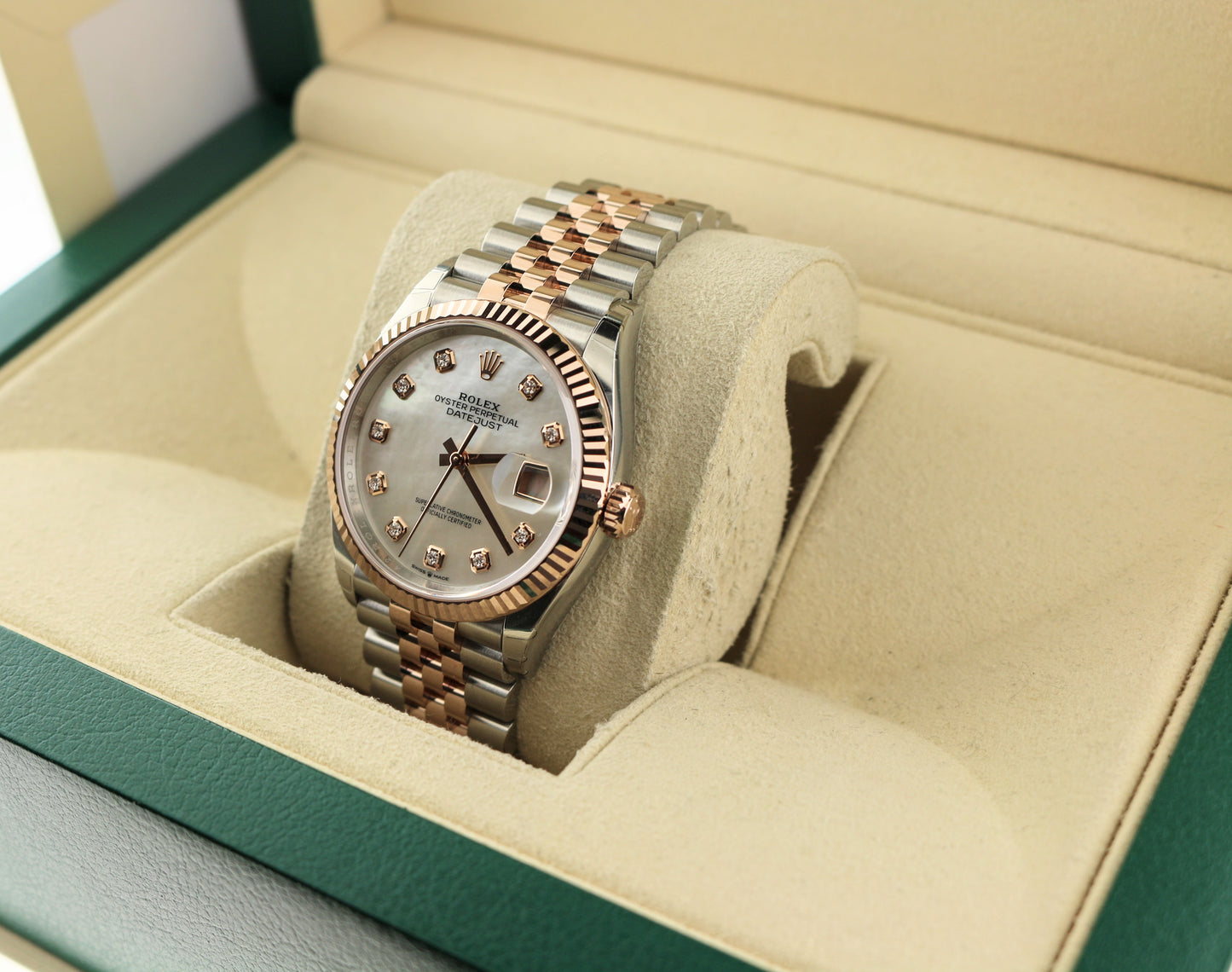 Unworn 2025 Rolex Datejust 126231 White MOP Diamond TT Jubilee Rose W Paper 36mm