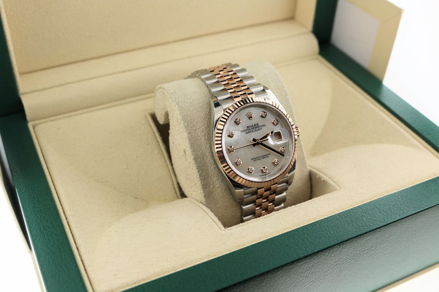 Unworn 2025 Rolex Datejust 126231 White MOP Diamond TT Jubilee Rose W Paper 36mm
