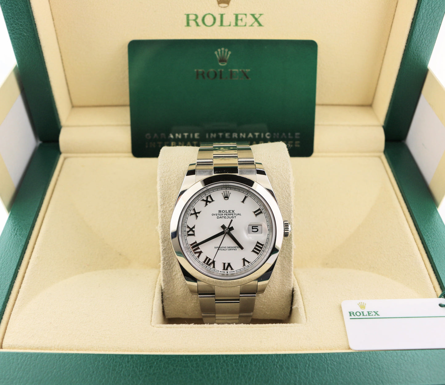 OHA 2024 Rolex Datejust 126300 White Roman Dial SS Oyster With Papers 41mm