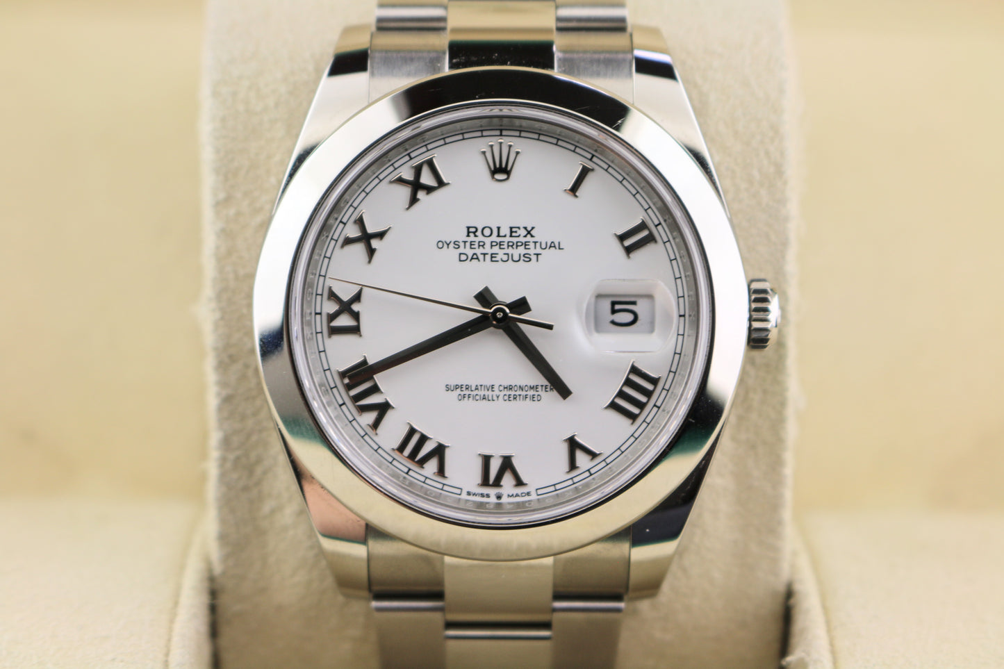 OHA 2024 Rolex Datejust 126300 White Roman Dial SS Oyster With Papers 41mm