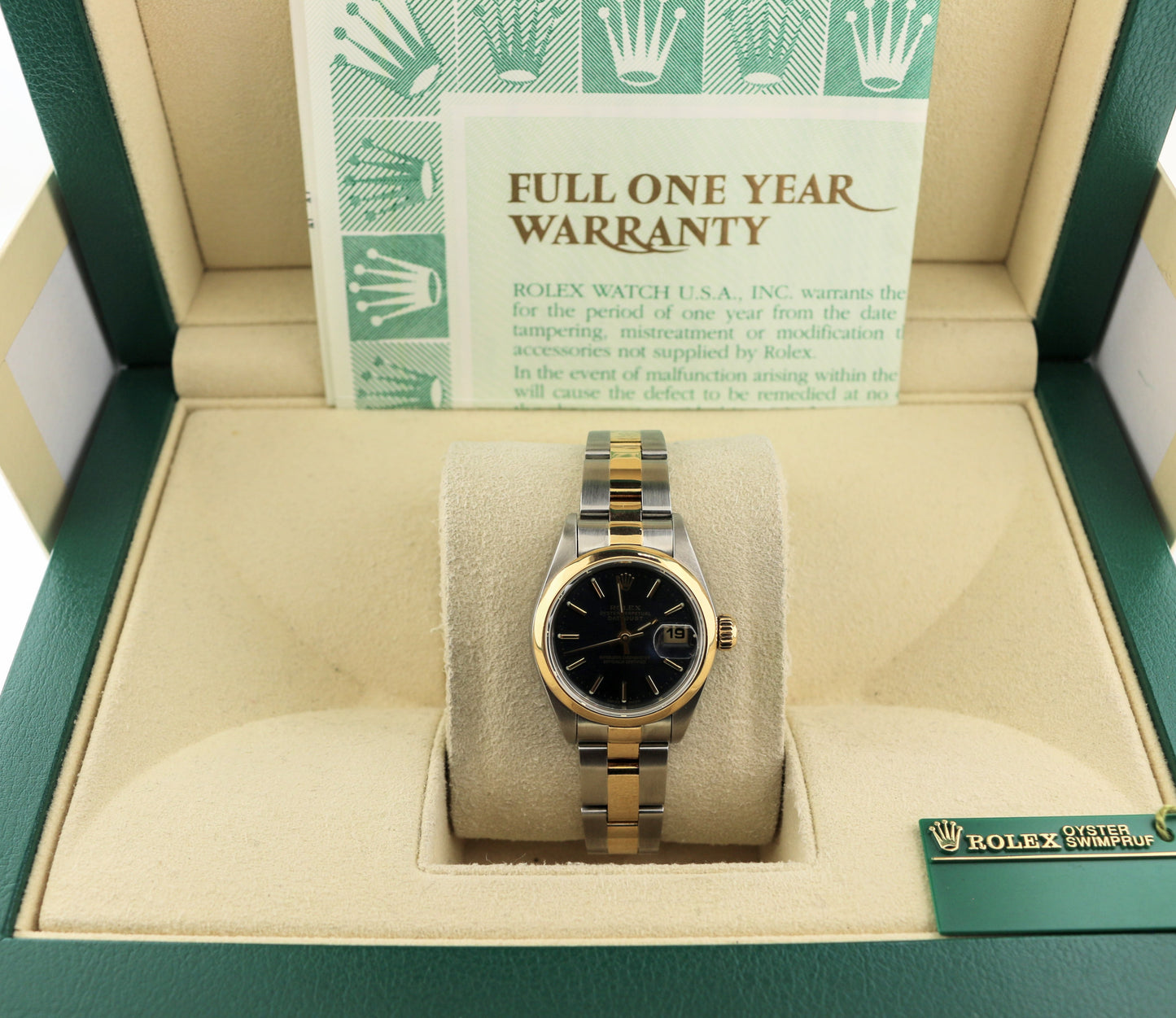 2002 Rolex Ladies Datejust 79163 Blue Dial TT 18kt Oyster With Papers 26mm