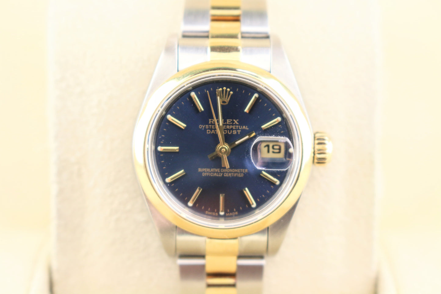 2002 Rolex Ladies Datejust 79163 Blue Dial TT 18kt Oyster With Papers 26mm