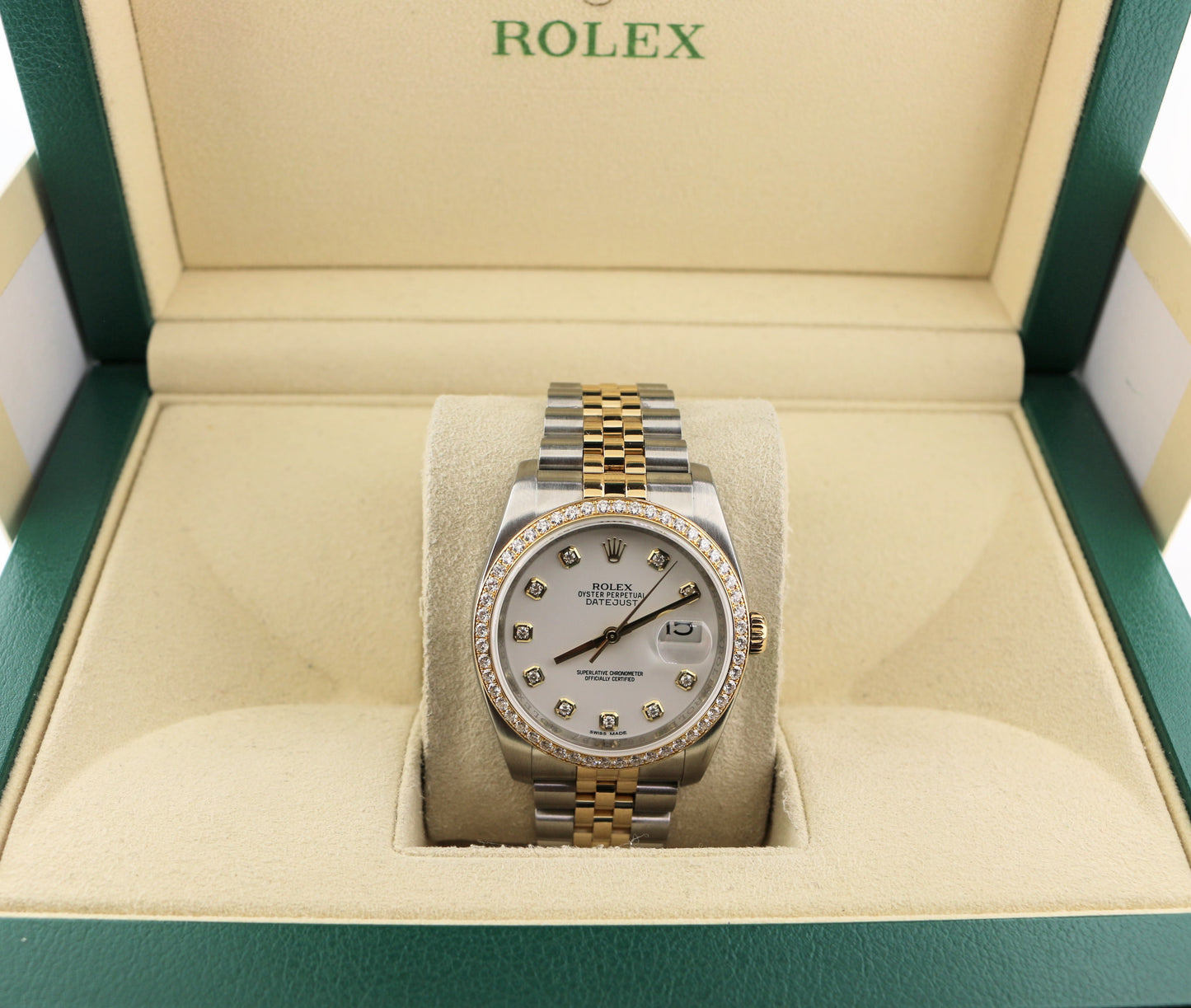 2010 Rolex Datejust 116243 White Diamond Dial and Bezel TT Jubilee No Paper 36mm