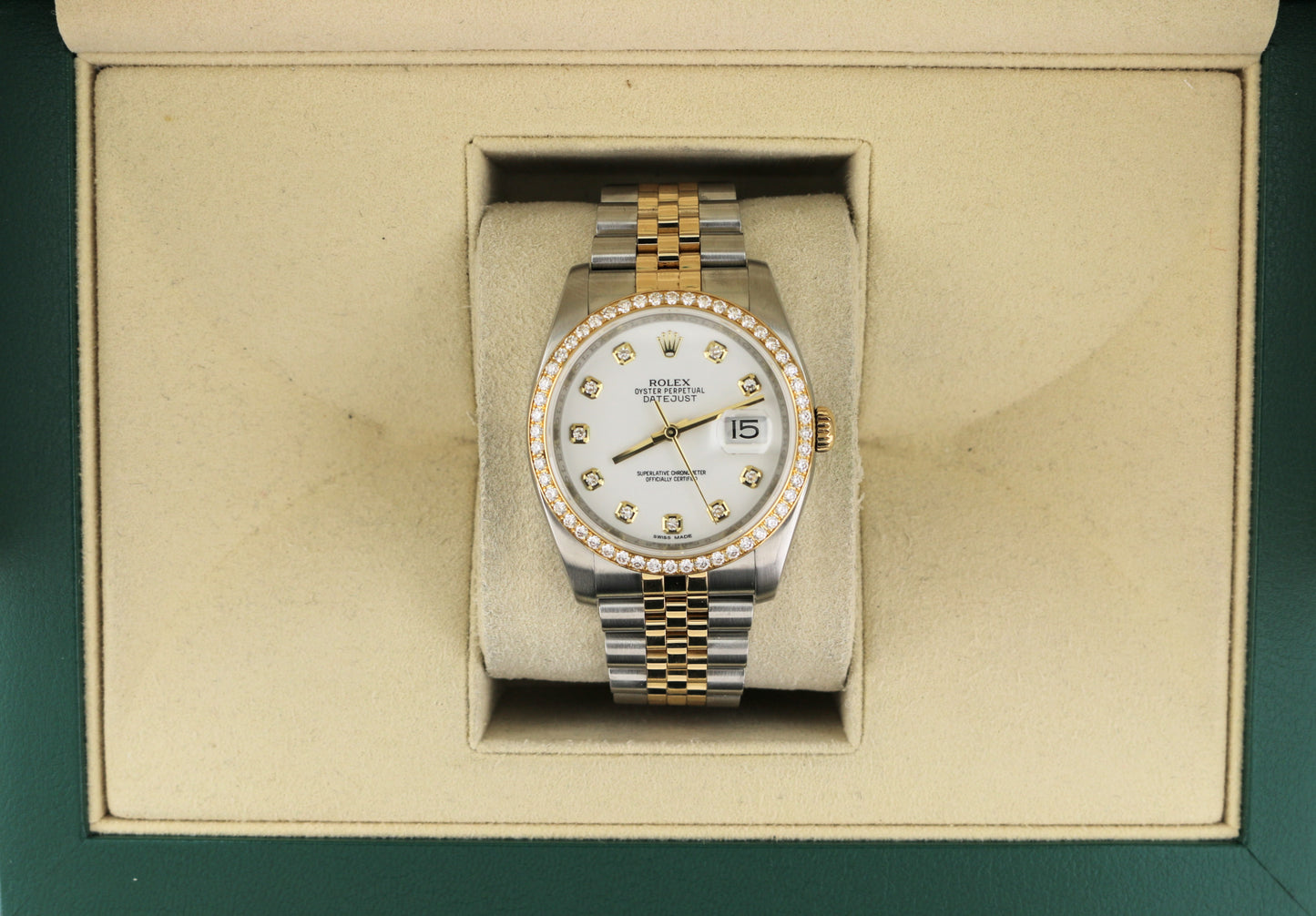 2010 Rolex Datejust 116243 White Diamond Dial and Bezel TT Jubilee No Paper 36mm