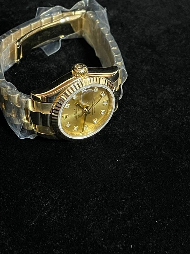 2010 Rolex Ladies Datejust 179138 Champagne Diamond Dial 18kt President 26mm