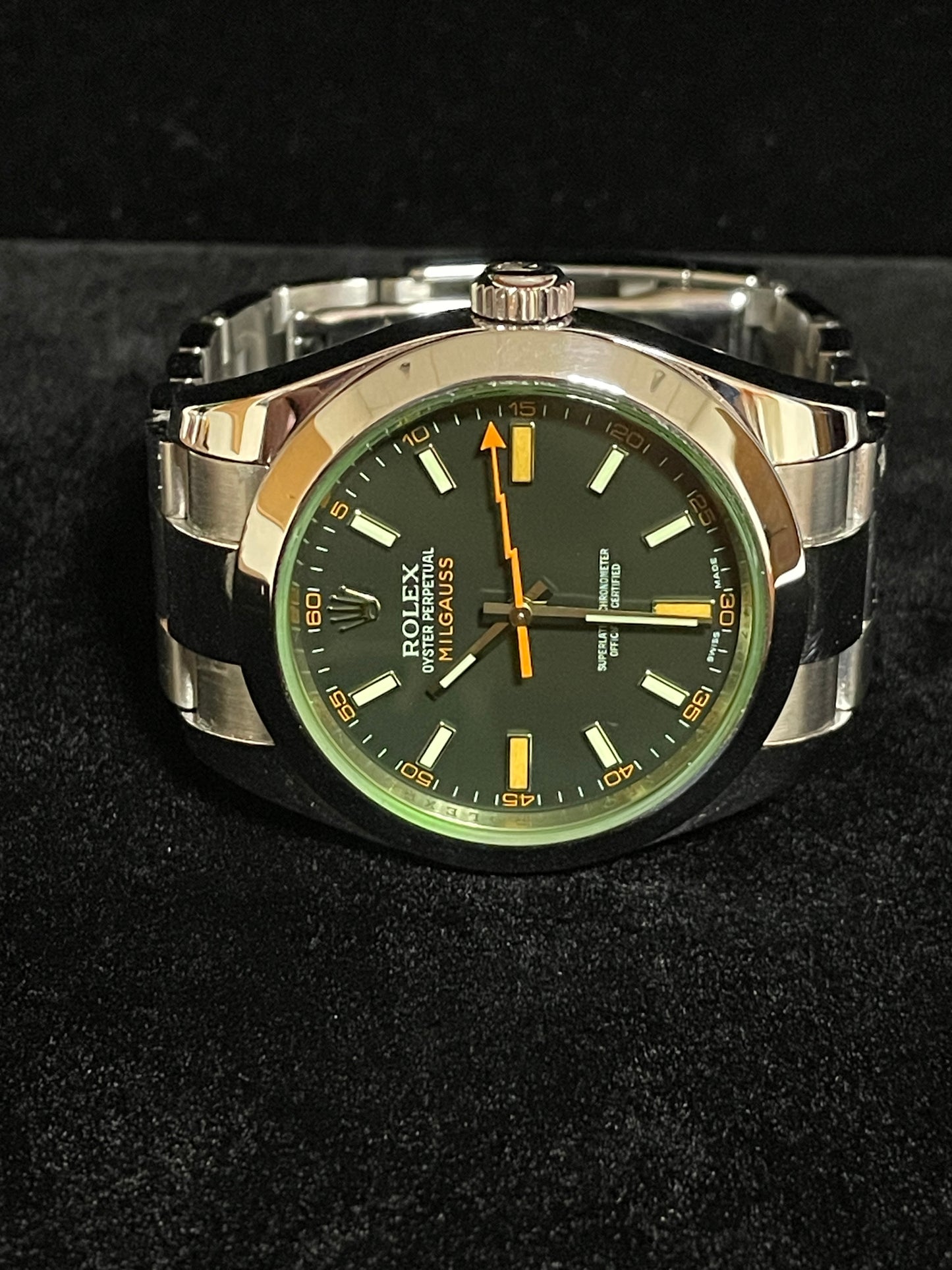 2008 Rolex Milgauss 116400GV Black Dial Green Crystal SS Oyster No Papers 40mm