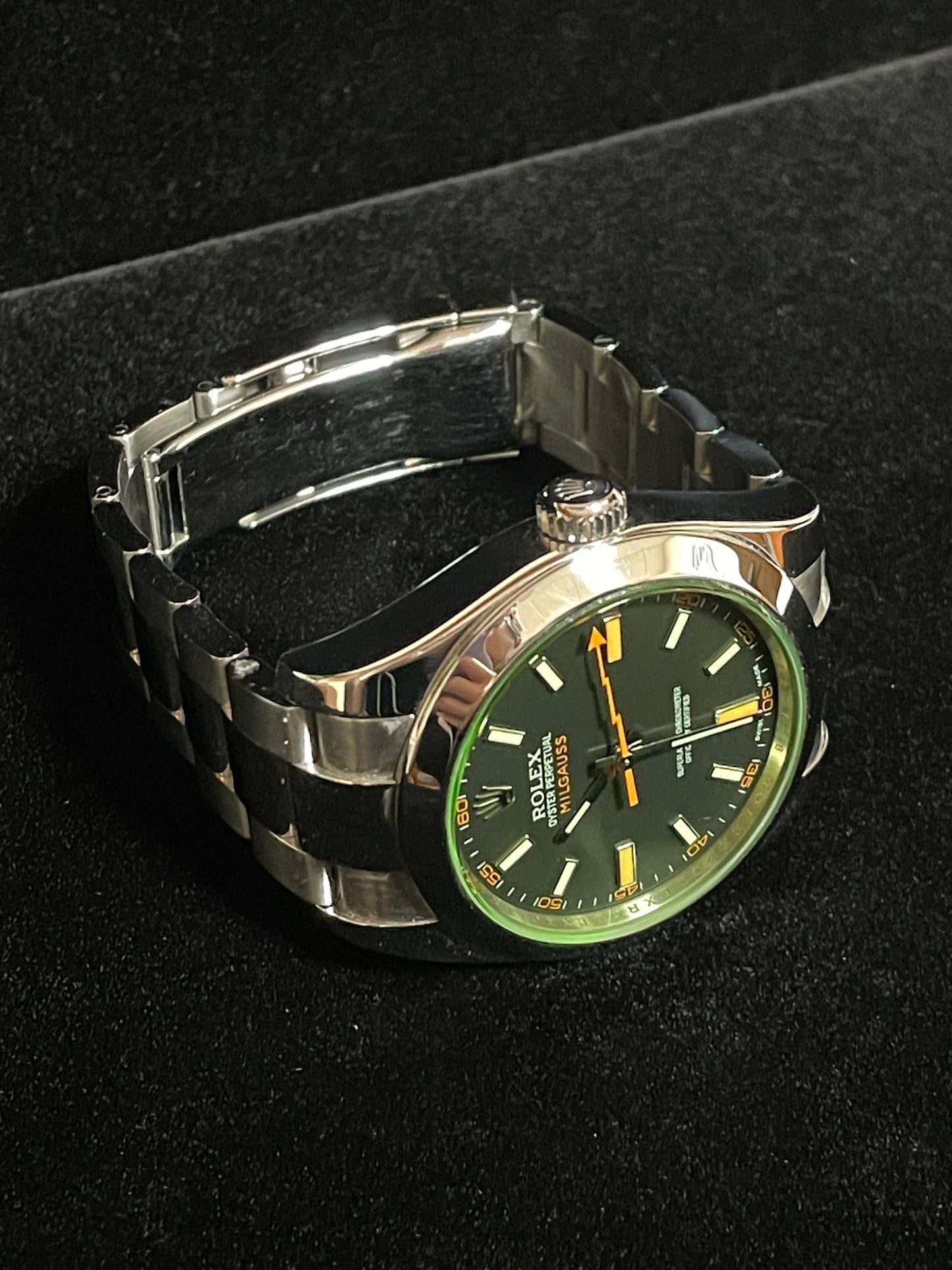 2008 Rolex Milgauss 116400GV Black Dial Green Crystal SS Oyster No Papers 40mm