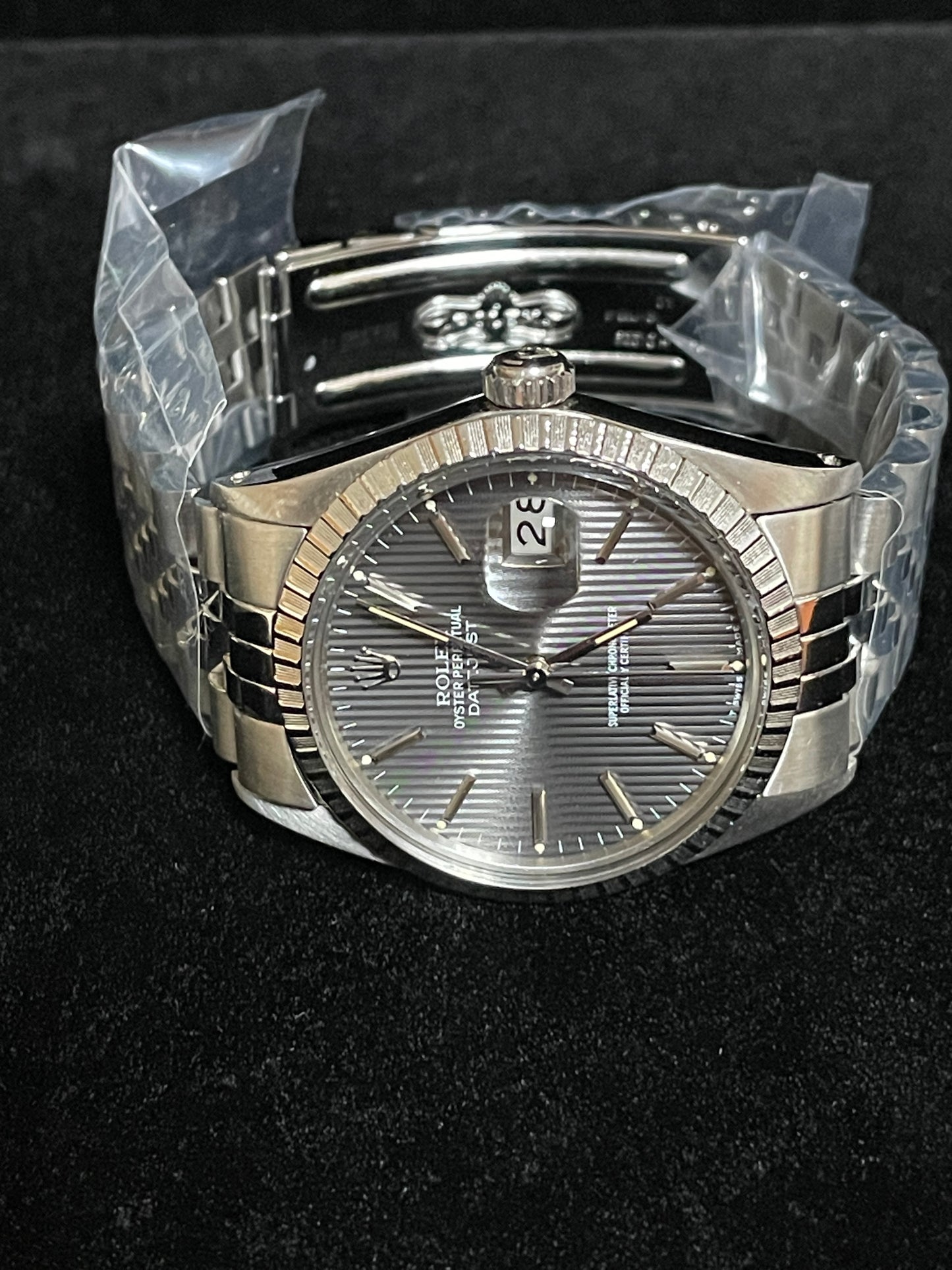 1984 Rolex Datejust 16030 Grey Tapestry Dial SS Jubilee No Papers 36mm