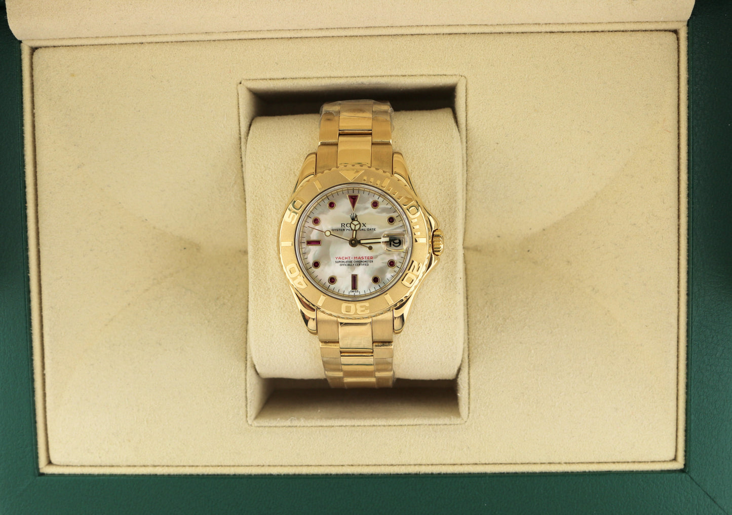 1997 Rolex Yacht-Master 168628 Ruby MOP Dial YG 18kt Oyster No Papers 35mm
