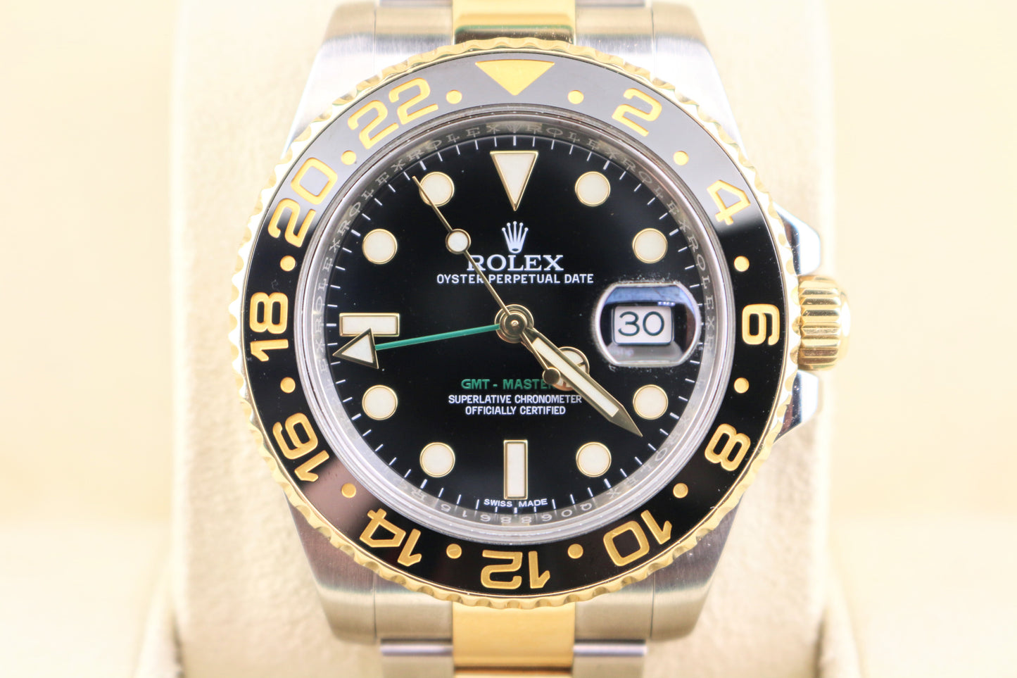 2016 Rolex GMT-Master II 116713LN Black Dial TT 18kt Oyster With Papers 40mm
