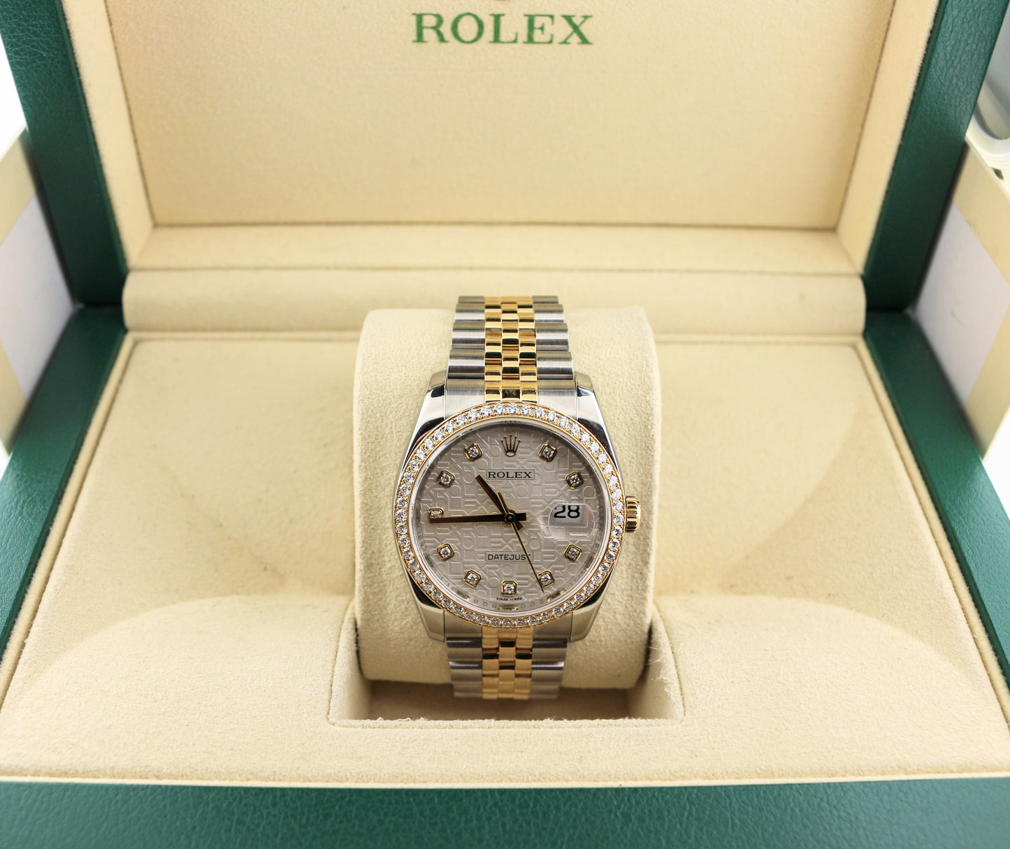 OH 2017 Rolex Datejust 116243 Silver Jubilee Diamond Dial and Bezel TT Jubilee 36mm