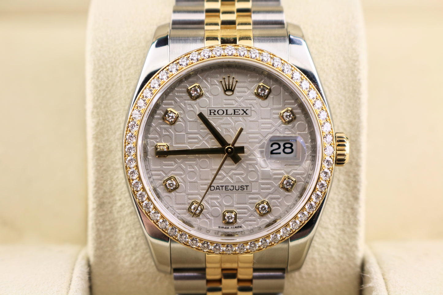 OH 2017 Rolex Datejust 116243 Silver Jubilee Diamond Dial and Bezel TT Jubilee 36mm