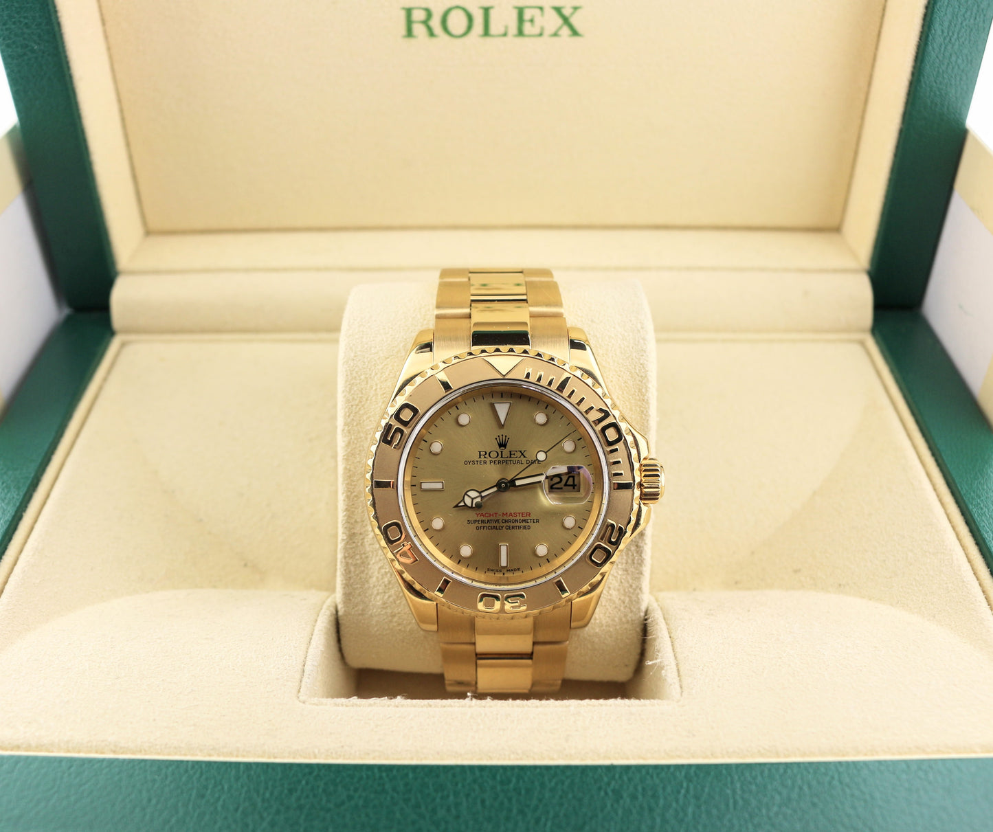 OH 2001 Rolex Yacht-Master 16628 Champagne Dial YG 18kt Oyster No Papers 40mm