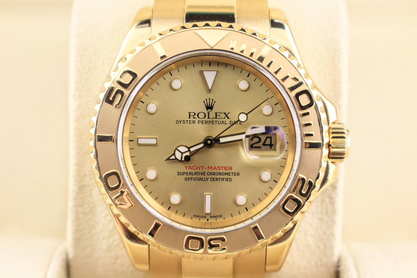 OH 2001 Rolex Yacht-Master 16628 Champagne Dial YG 18kt Oyster No Papers 40mm