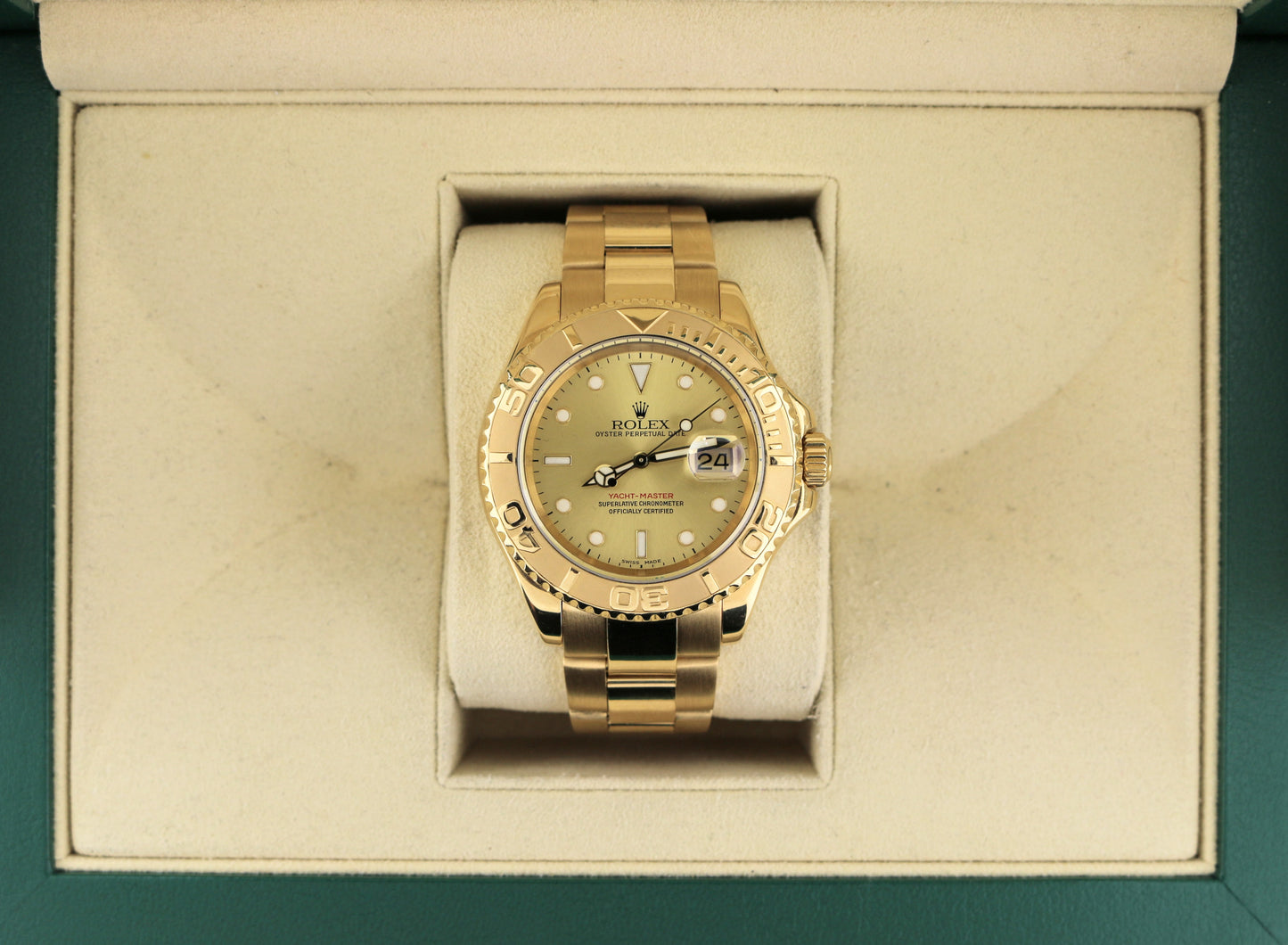 OH 2001 Rolex Yacht-Master 16628 Champagne Dial YG 18kt Oyster No Papers 40mm